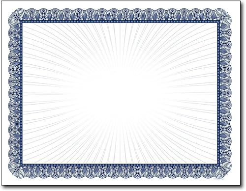 Blue Value - Certificados en blanco, 100 hojas, compatible con inyección de tintaláser, ideal para graduaciones, logros y premios