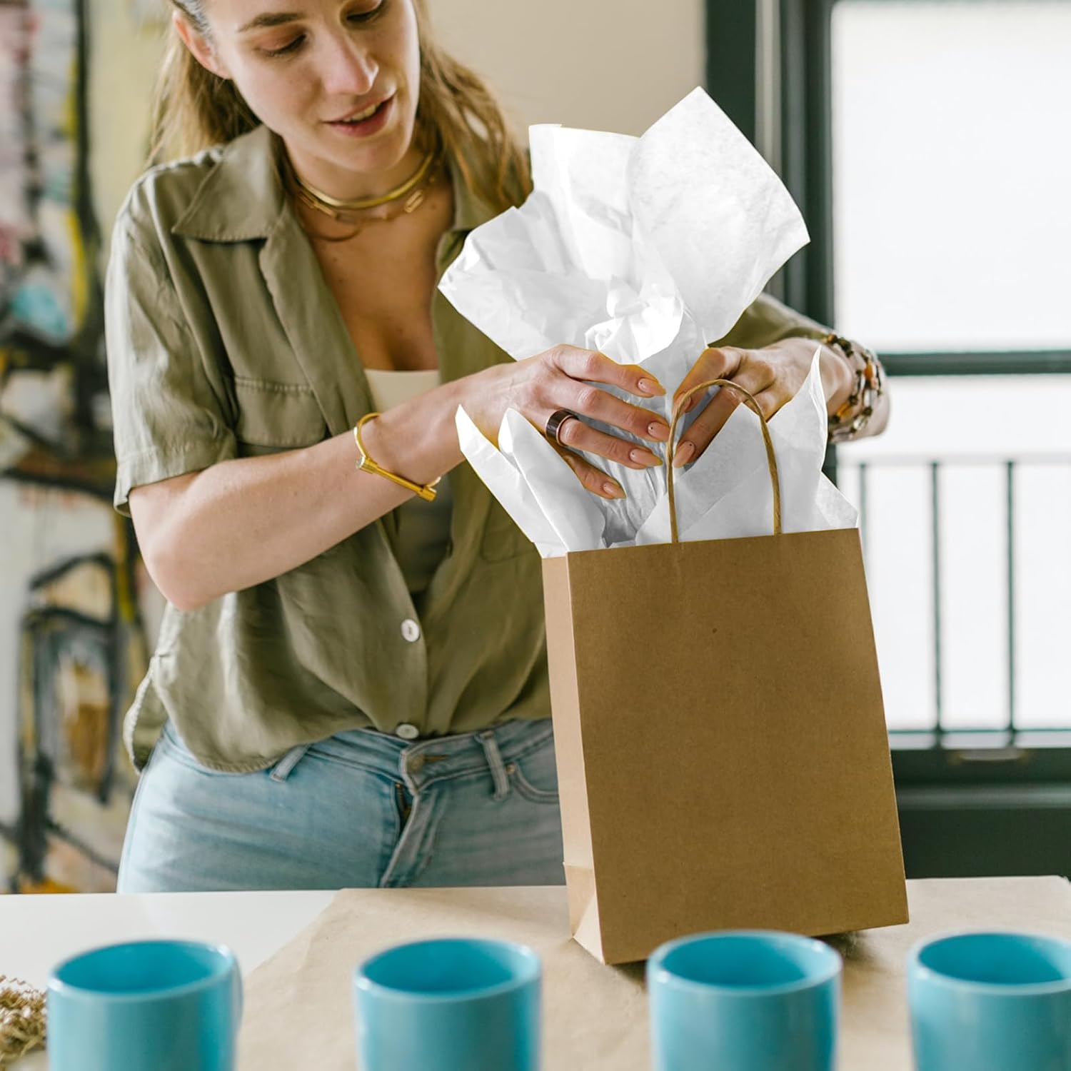 RYKOMO 500 Sheets 15 x 20 Inch Acid Free Tissue Paper for Storage, Unbuffered No Acid Papers White Tissue Paper Large Wrapping Papers Bulk for Preserving Clothing Festival Mother's Day Gift Wrap