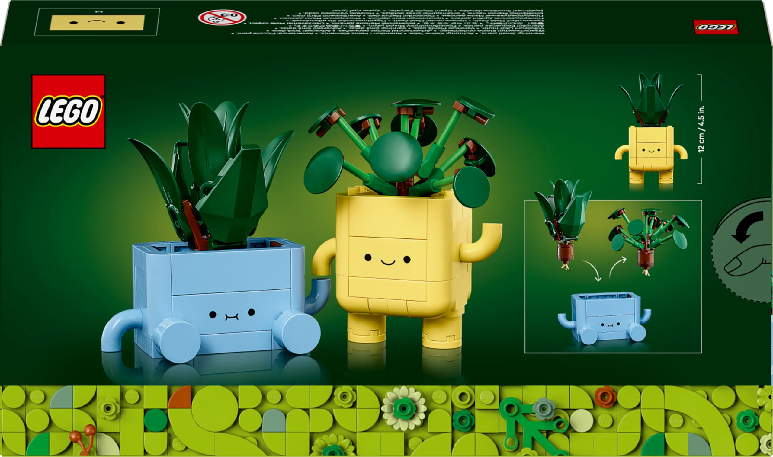 LEGO Botanicals Petites Plantes Souriantes - Jouet - Loisirs Créatifs - 2 Plantes Artificielles, 2 Pots de Fleurs Colorés & Visages Interchangeables - Cadeau Nature pour Fille dès 9 Ans & Ado 10349
