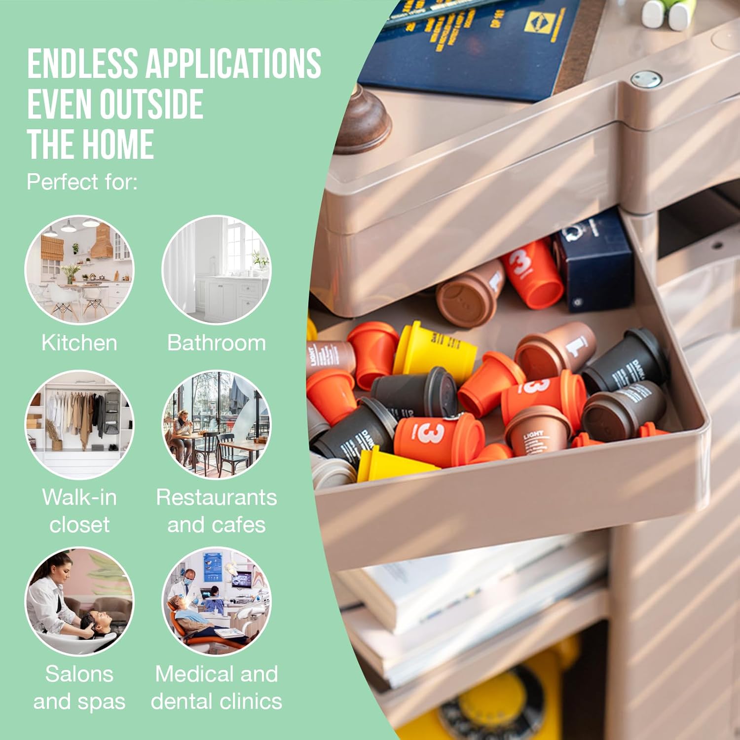 Multipurpose Utility Storage Cart - Ultra Storage Caddy with Wheels and Swing Out Drawers - Designer Trolley Cart - Mobile Caddy for Salon Supplies, Kitchen Bathroom Portable Cabinet - Wet Sand