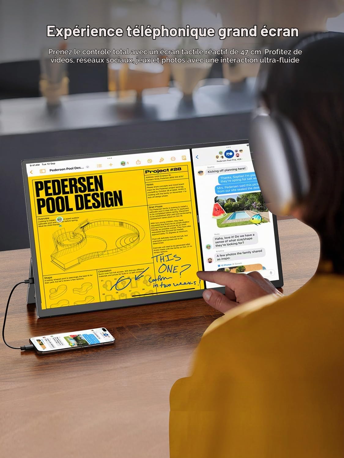 UPERFECT Écran Portable Tactile 18,5" 120Hz 1ms Gaming Moniteur FHD