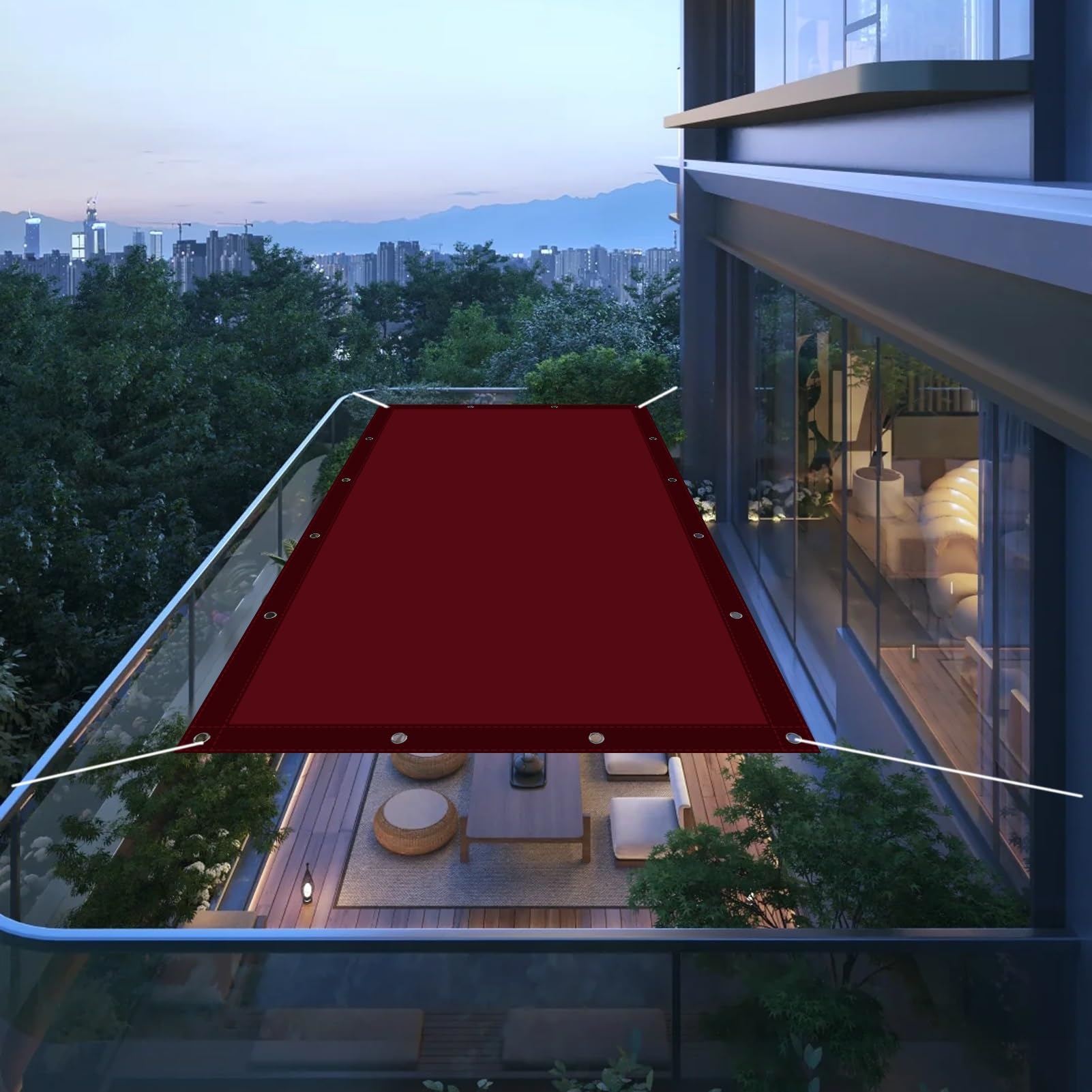Toile ombrage 180x900 cm imperméable protection UV pour extérieur balcon terrasse camping