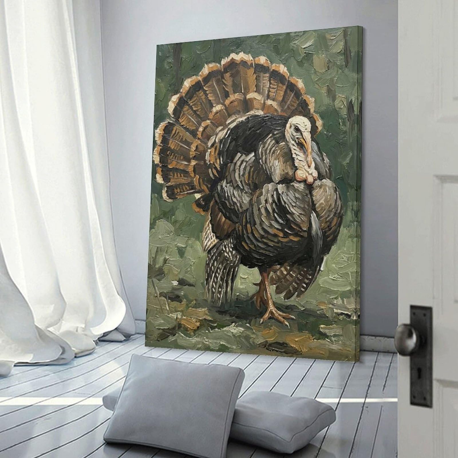 Junmoney Frame-Style-14 Oil Painting Of A Turkey Hanging Wall Art, 24X36inch(60X90cm), For Bedroom Decor, Cosy Corners Or Studios, An Easy Wall Refresh For Bedrooms