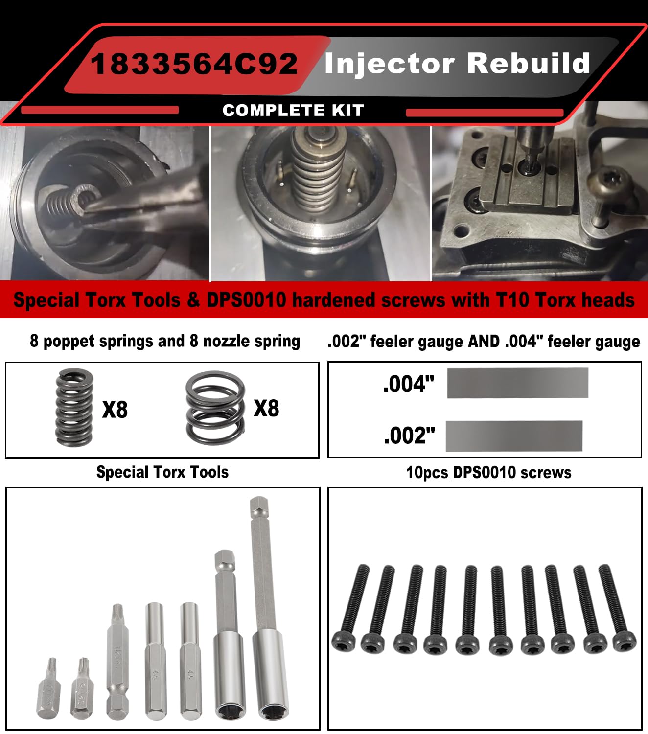 HuthBrother Kit De Cales D'Injecteur Pour Moteurs Diesel Powerstroke 7.3L 1994-2003 - Sans Outils