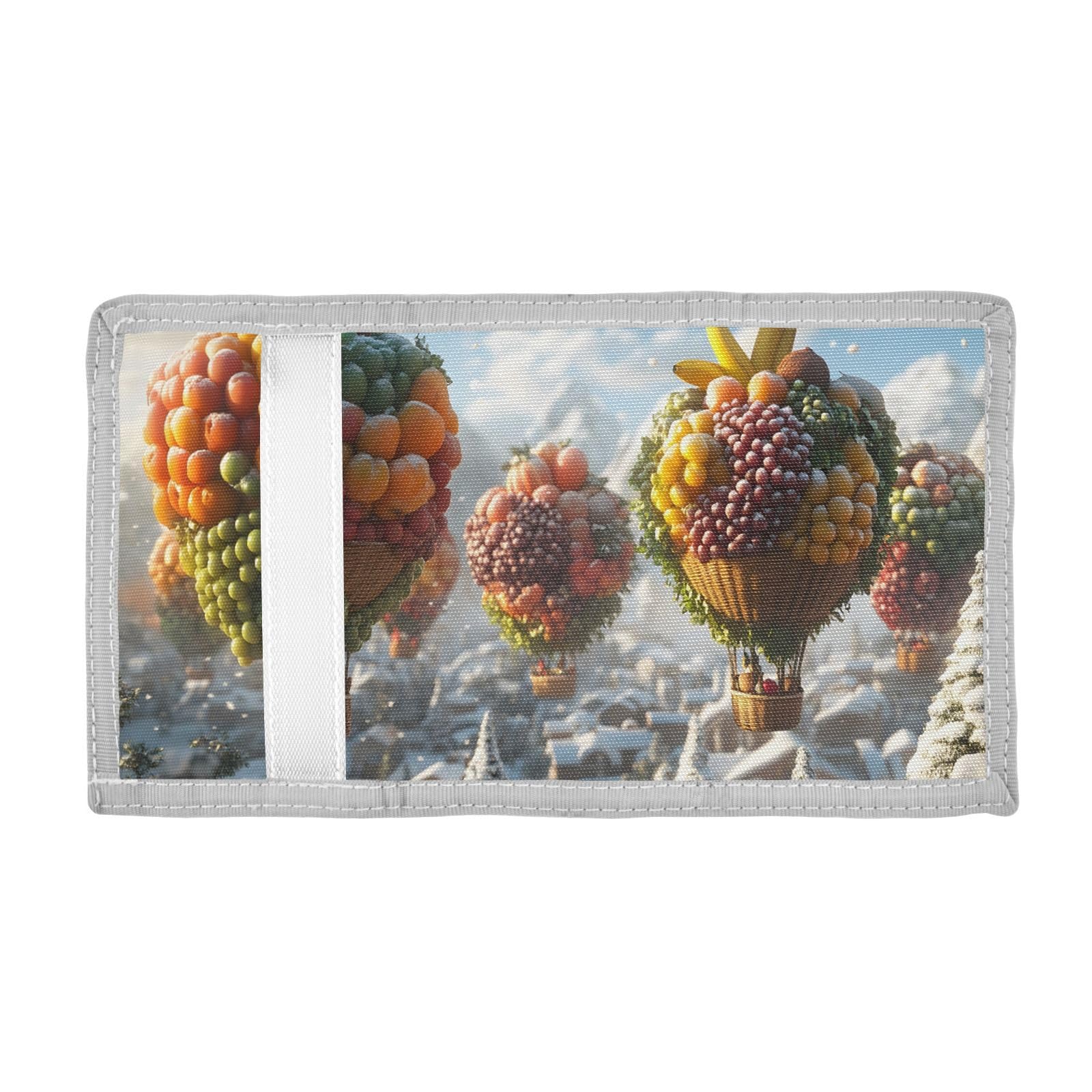 FOLIOSA Kids Wallet for Boys Girls Fruit Balloon Print Youth Wallet with Zipper Pocket Card Holders, Novelty Wallet 4.9×2.9 in