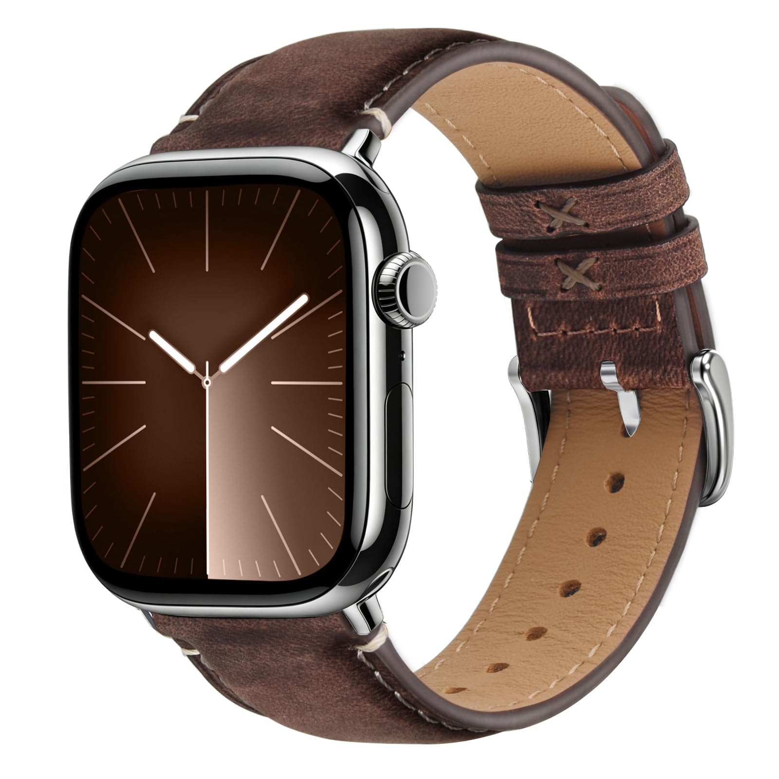 Wristitani Skórzany pasek kompatybilny z Apple Watch 44 mm, 45 mm, 46 mm, 42 mm, 49 mm, 41 mm, 40 mm, 38 mm, dla mężczyzn, prawdziwa skóra, zapasowy pasek do iWatch Ultra 3, 2, 1, SE3/2/1, Series 11