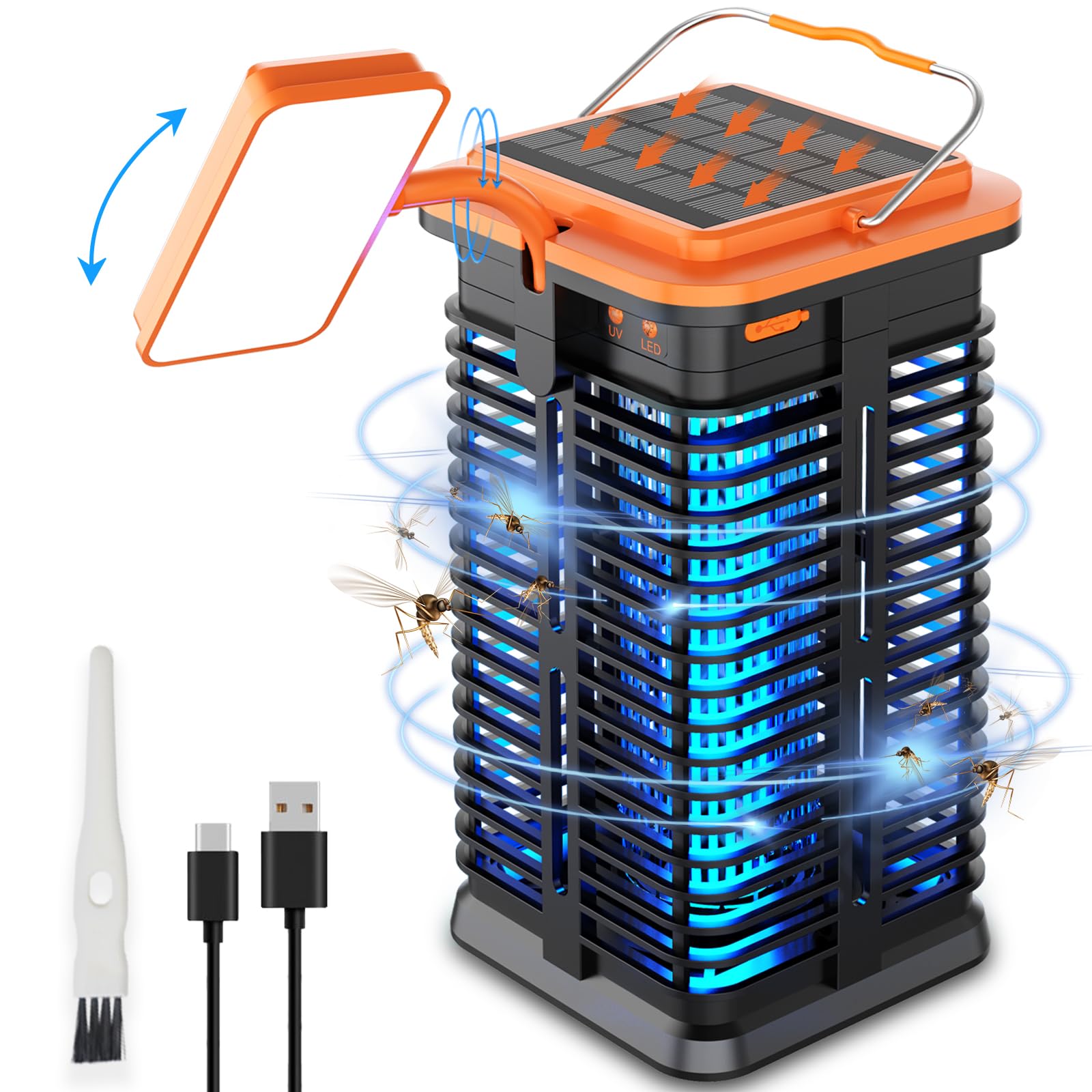 Homesuit Insektenvernichter Elektrisch mit LED Lampe, 4200V Mückenlampe Insektenfalle Fliegenfalle Innenbereich Mückenabwehr Outdoor Anti Mücken zum Reduzieren Fliegender Insekten für Gärten