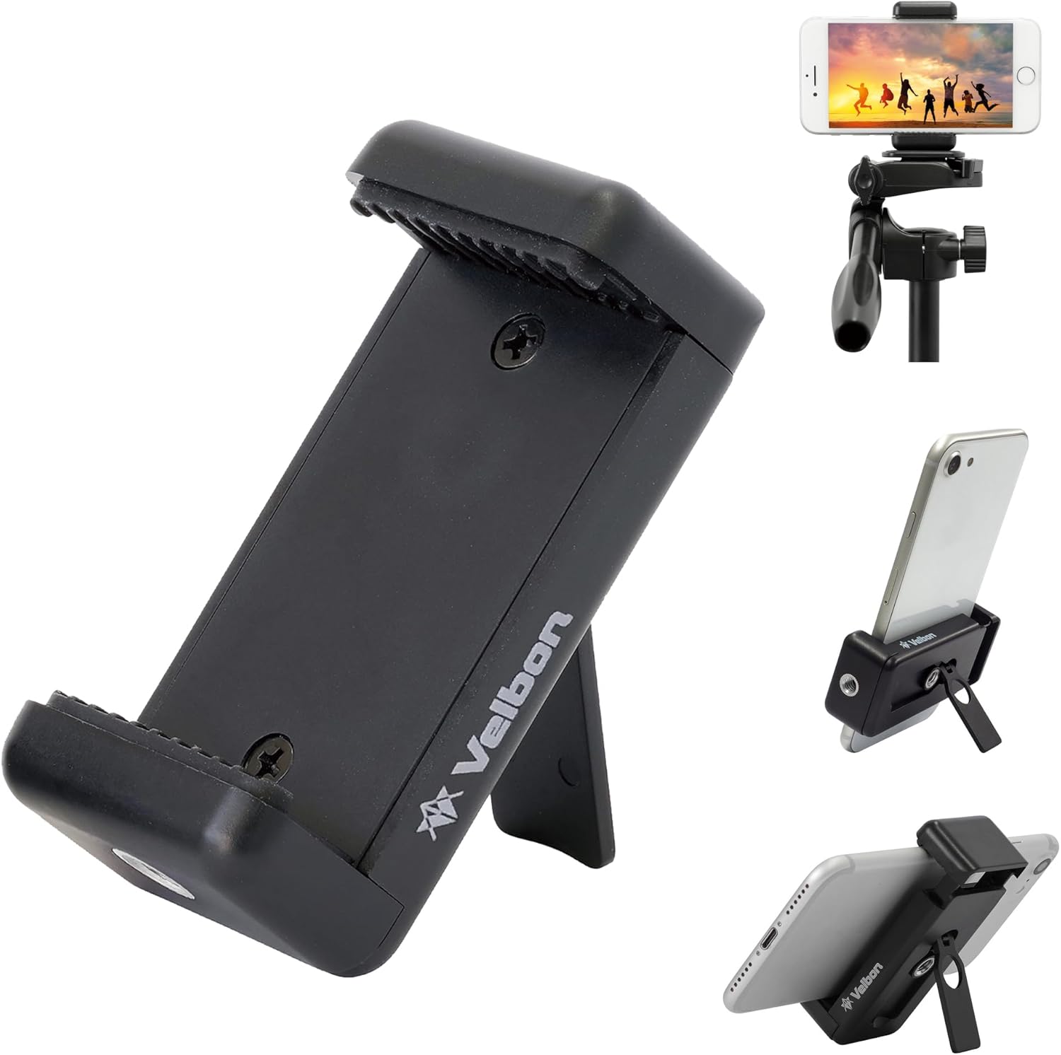ベルボン Velbon 302809 Smartphone Tripod Adapter, Smartphone Holder III Tripod Mountable, Freestanding, Plastic, Compatible with iPhone7/8, iPhoneX, iPhone11, iPhone12, Android & iPhone