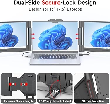 AOC 14 Laptop Screen Extender, Portable Monitor for 13-17.3 Laptops