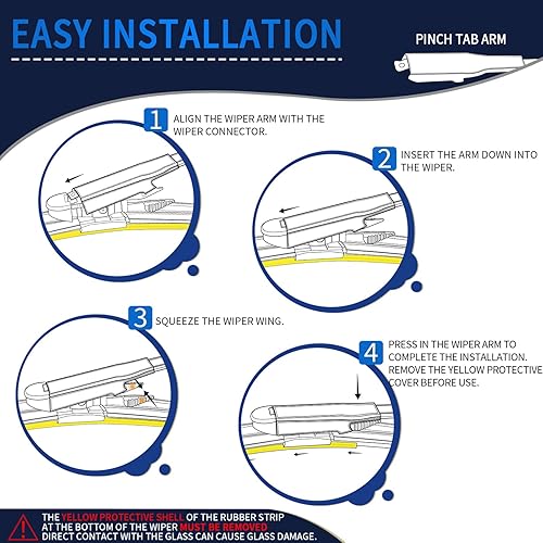 Miniatura 7 de 24 + 19 pulgadas compatible con BMW Serie 3 de 4 puertas E90 E91 F30 F31 F34 F80 M3 092009-2018, Audi A3 2005-2013 limpiaparabrisas delantero con mi