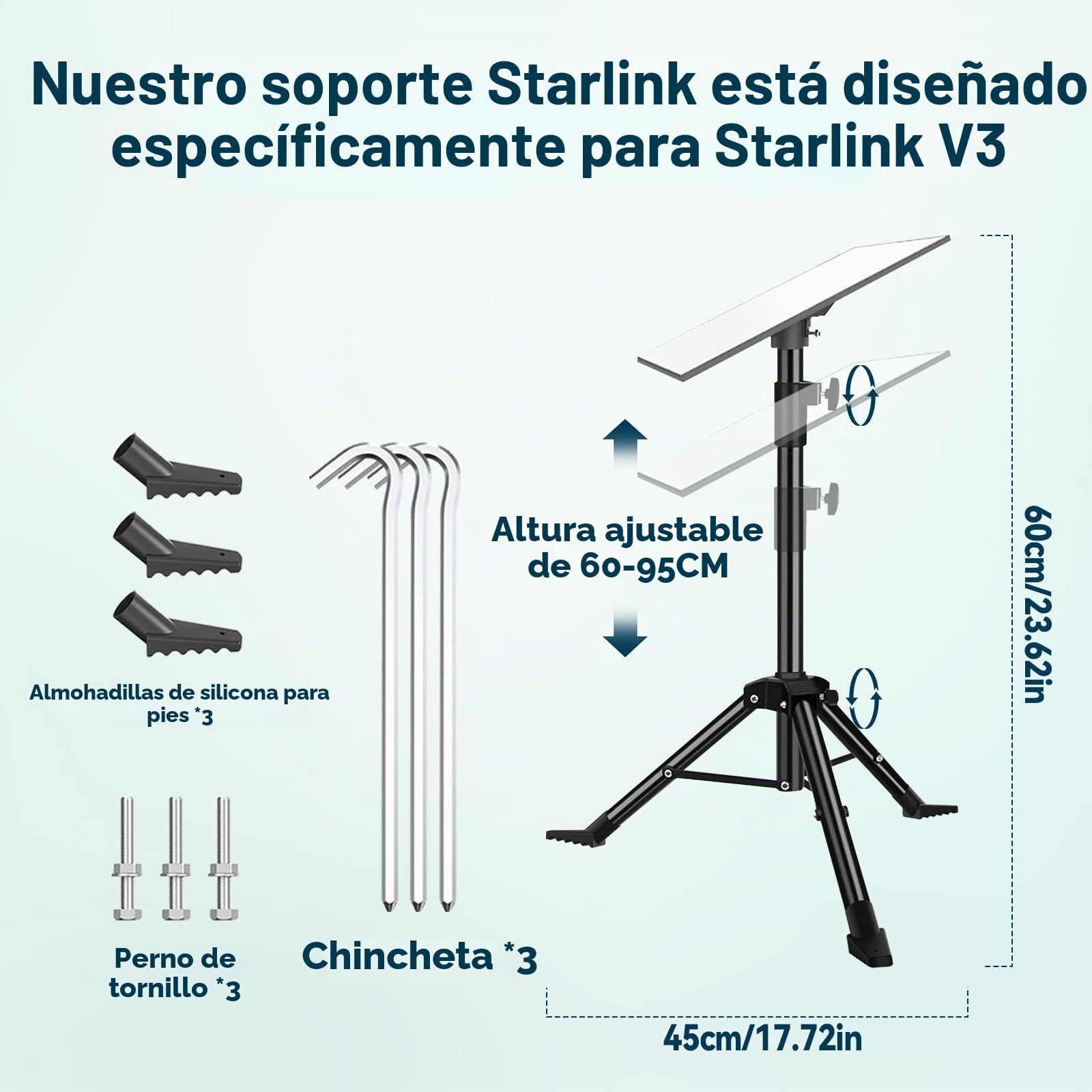 Starlink Gen 3 - Soporte de trípode ajustable para exteriores, kit de montaje Starlink portátil para acampar y viajes en caravana, soporte de trípode Starlink incluye adaptador de tubería, compatible