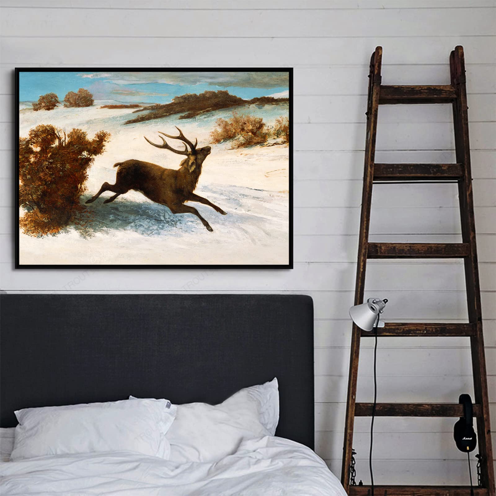 Amazon.co.jp: ギュスターヴ・クールベ キャンバスポスター 雪の中を