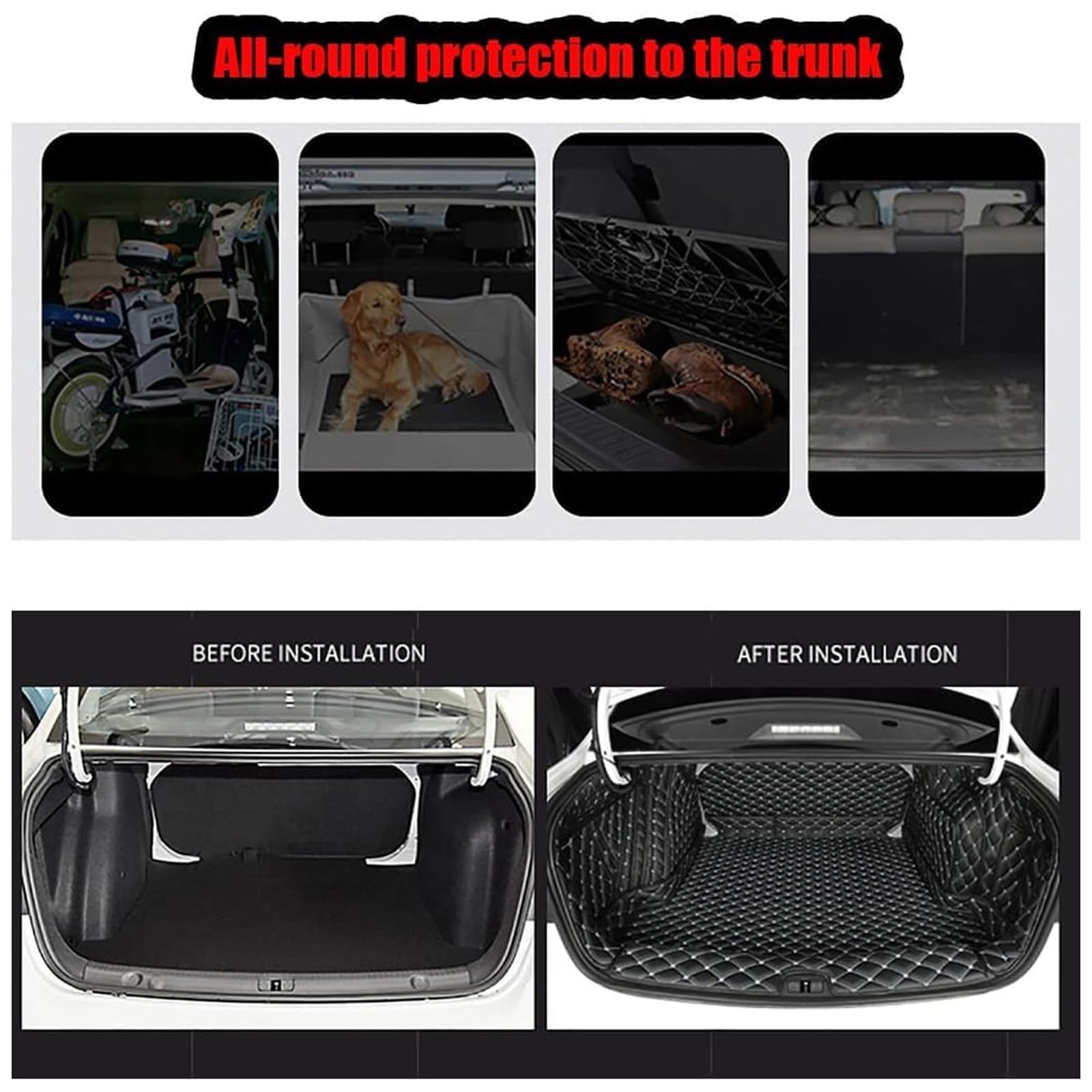 Auto Kofferraummatte für BMW X1 iX1 U11 2022-2026, Leder Kofferraum Schutzmatte Kofferraumwanne Kratzfest Auto Zubehör,D/Black-Blue