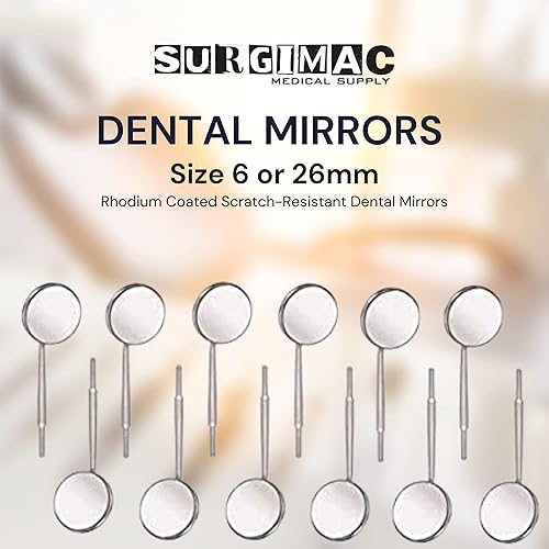 Miniatura 3 de SurgiMac Espejos dentales  Espejo bucal dental de diagnóstico de superficie frontal recubierto de rodio  Espejo dental intraoral para boca interior