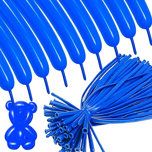 Miniatura 128 de Paquete de 260 globos largos, 100 globos negros de animales torcidos, globos mágicos largos de látex grueso para modelos de animales, Halloween