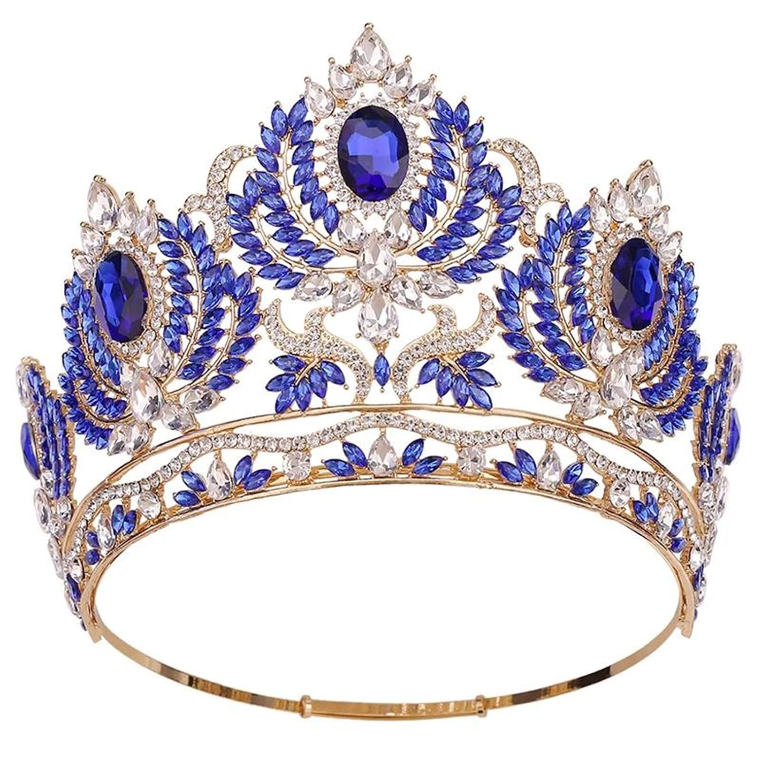 Large Crystal Tiara Crown For Women Rose Gold Rhinestone Queen Princess Headpiece Bridal Wedding Prom Pageant Hair Accessories