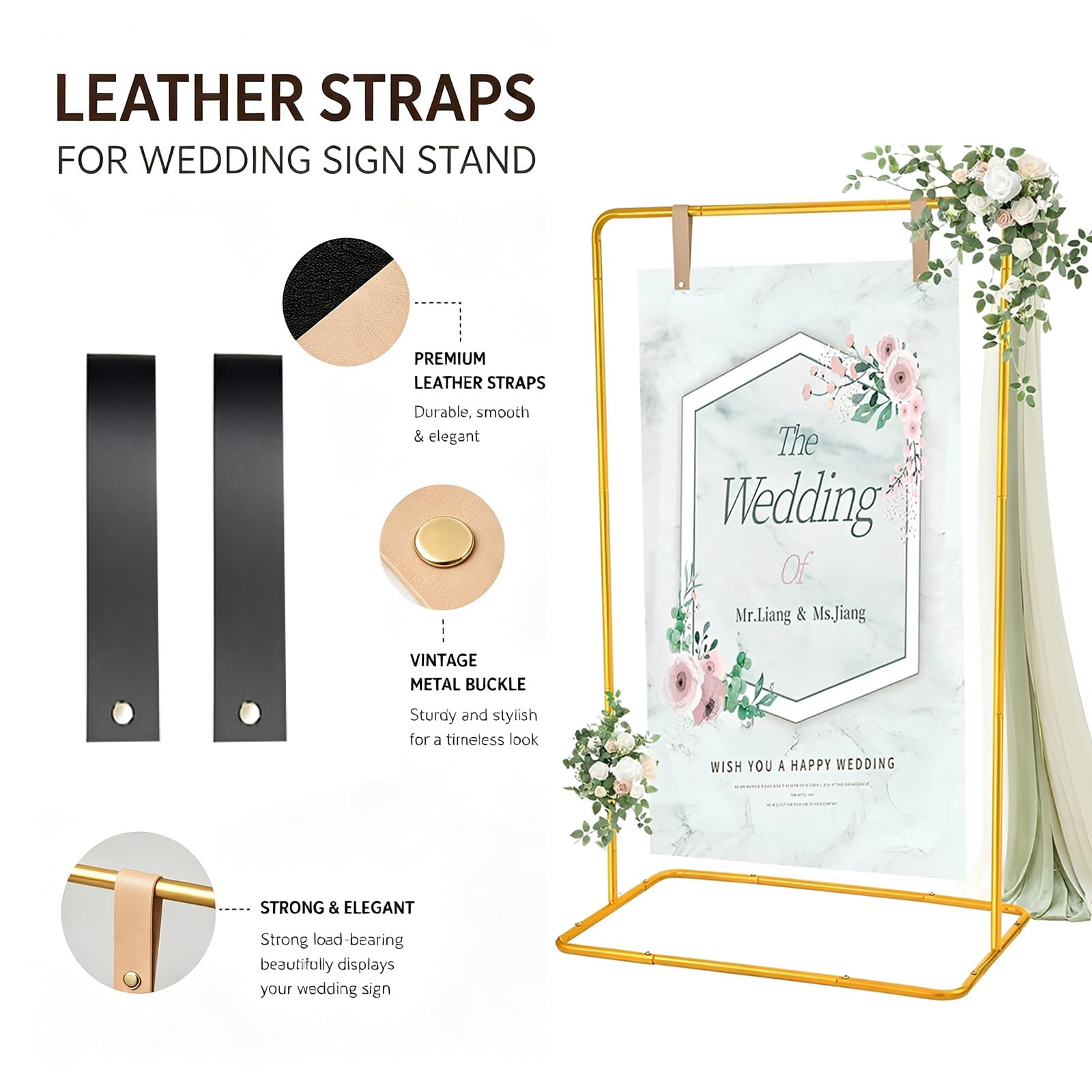 Tableau Matrimonio, Tableau Mariage 173x80x50cm, Tableau Mariage Matrimonio | Tableau de Mariage con 4 Cinghie, Tableau Matrimonio Fai da te per Tabelle dei Posti, Ricevimenti, Poster e Decorazioni