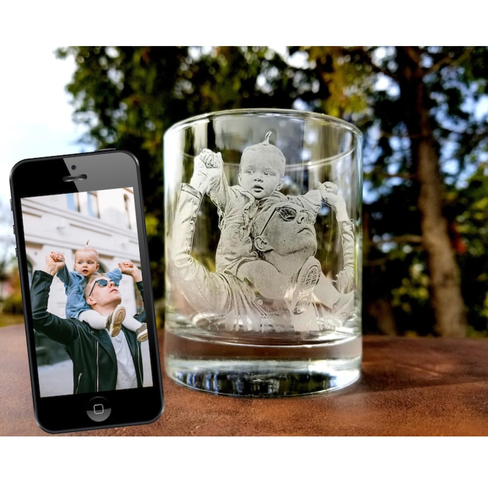 Vasos de whisky personalizados para hombres, vasos de whisky personalizados, vidrio de rocas grabado con foto de 11 onzas, regalos personalizados de jubilación de Navidad y cumpleaños para él, papá (4