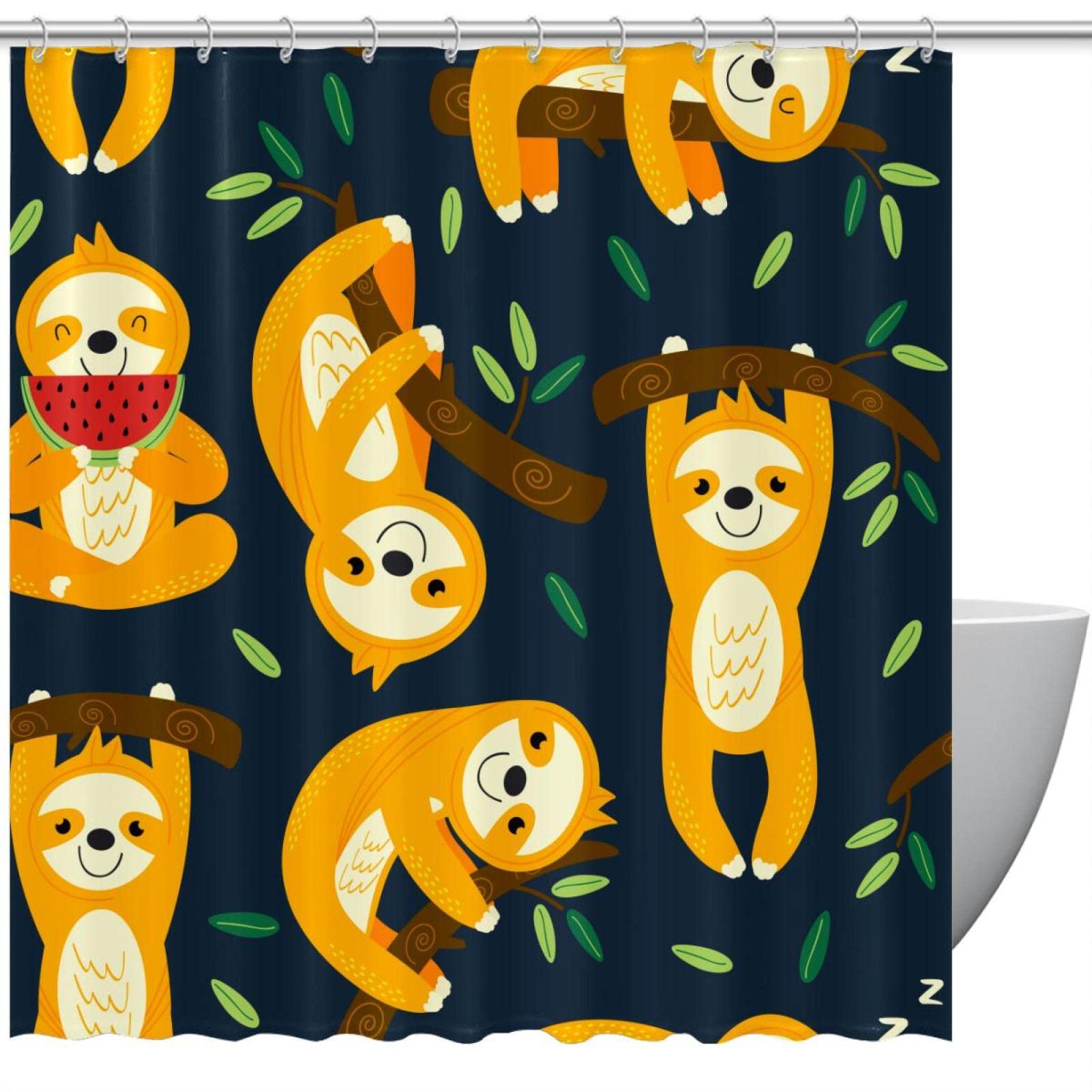 Rideau de douche paresseux 60x72 cm avec 12 crochets pour baignoire sans odeur