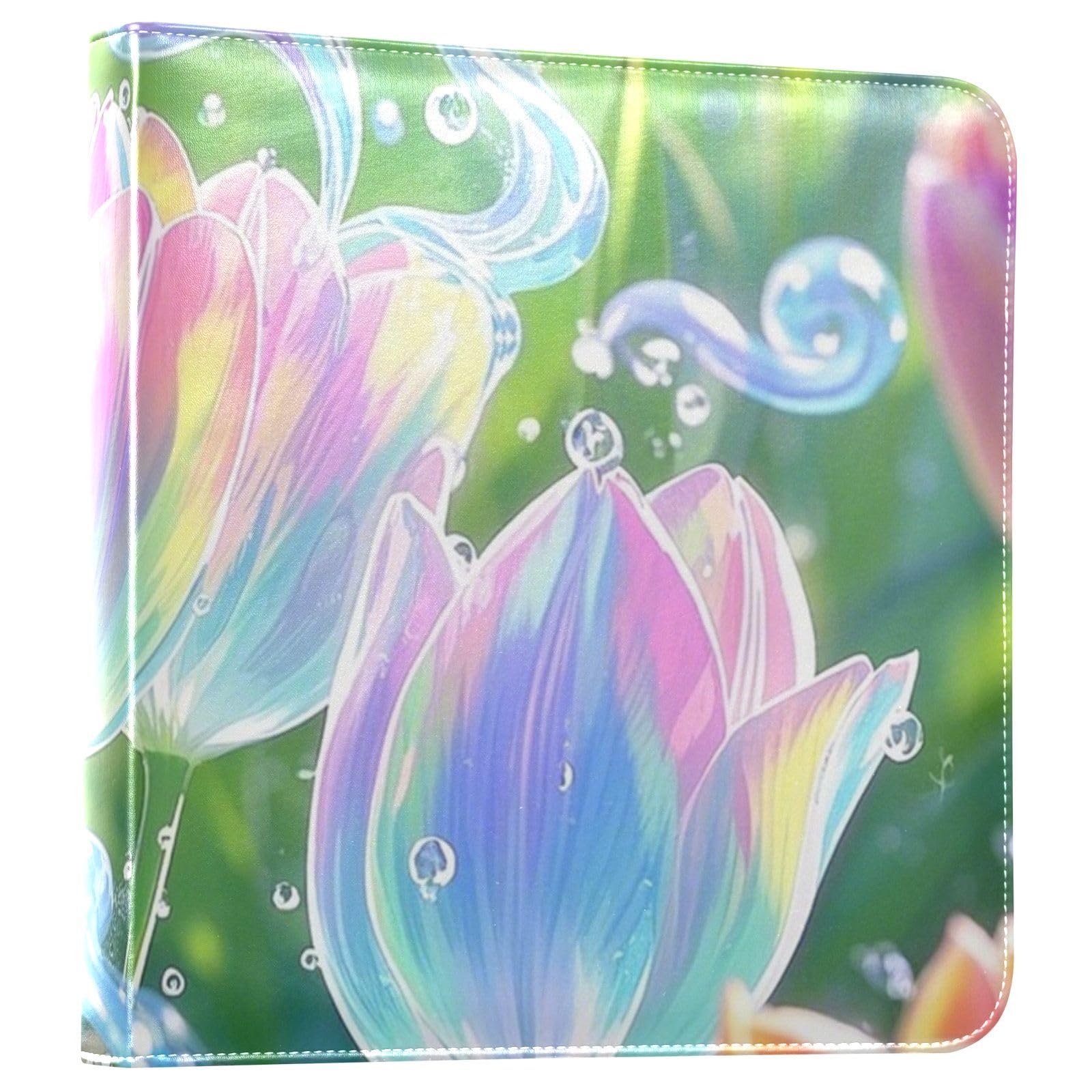 Photo Album 4x6, 5x7,6x8,Artificial Leather Photo Albums with 20 Detachable Sheets Tulips Pattern for Family Wedding,Multi 16