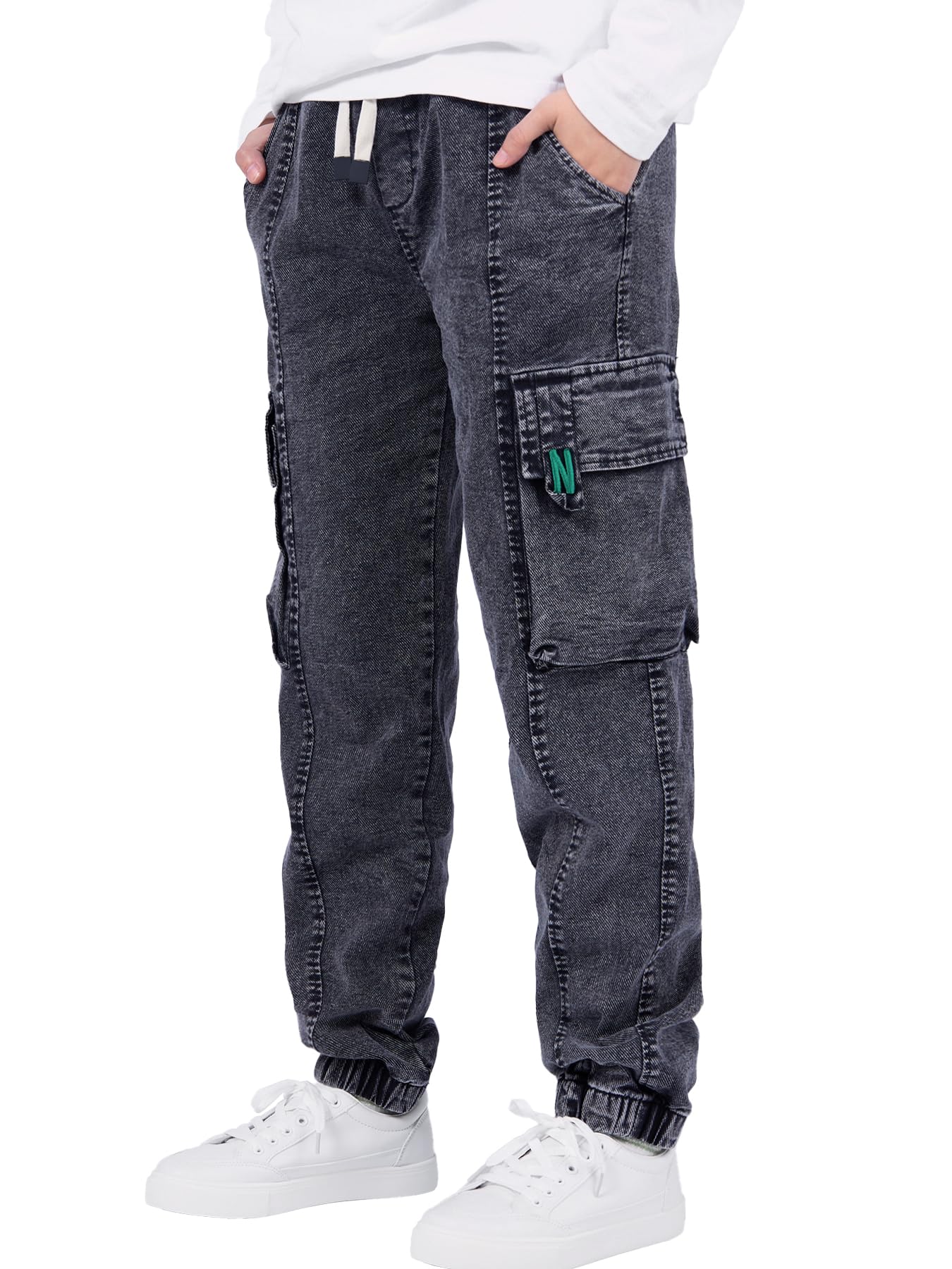 NATUST Kinder Cargo Jeans Jungs Jogginghose mit Gummibund