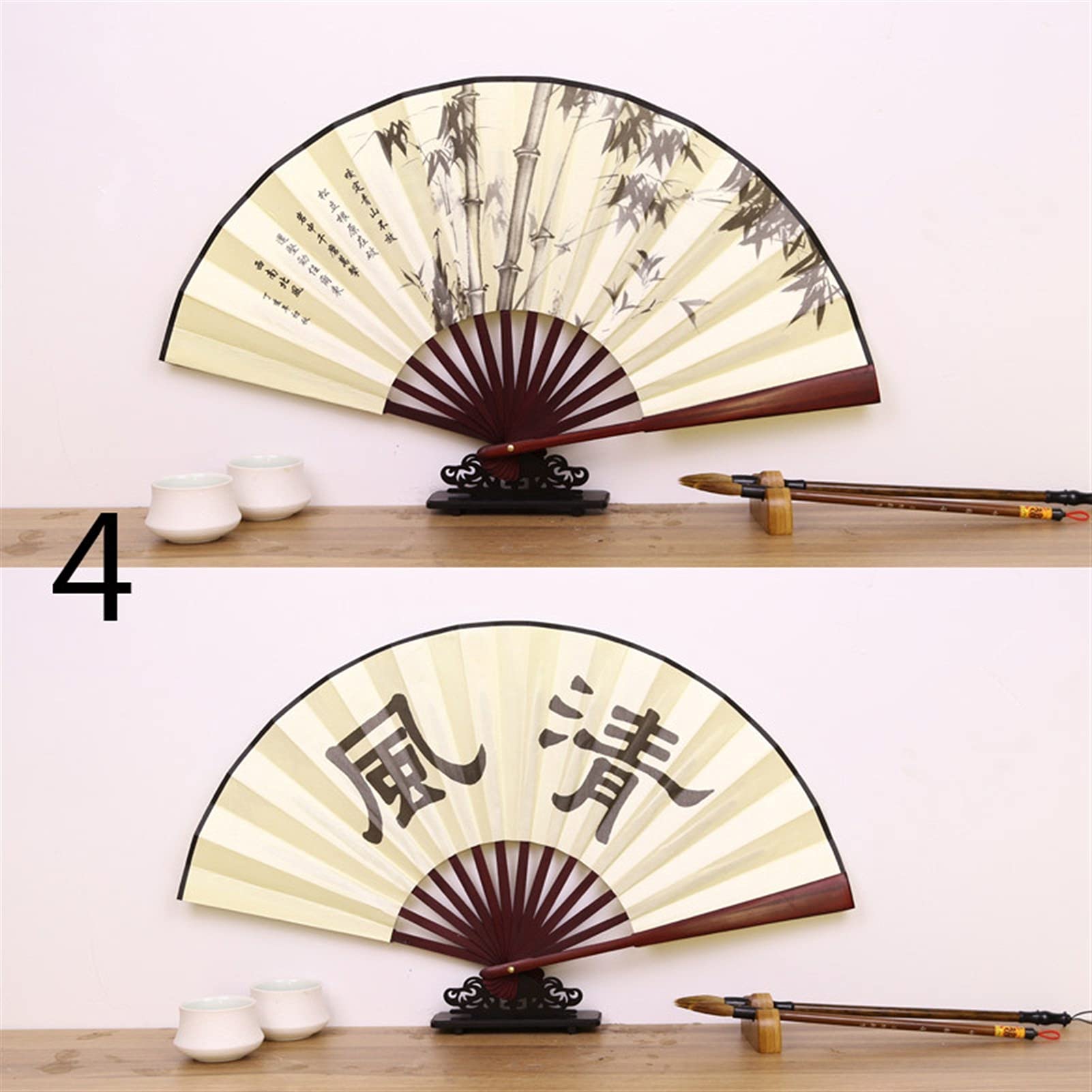 LKLNKVL folding fan, Folding Hand Fan - 1Pc Portable Retro Hand-held Chinese Style Decorative Handle Dancing for Wedding Photography Props(4)