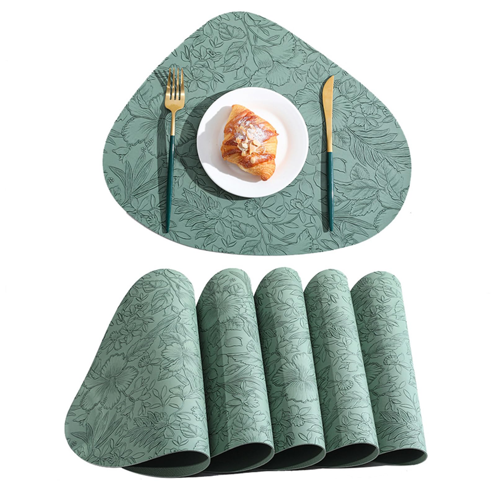 Lxoraziy Table Mats Set of 6, 17"X13" Heat Insulation PU Leather Table Mats Waterproof Washable Dining Place Mats for Kitchen Indoor Outdoor Party