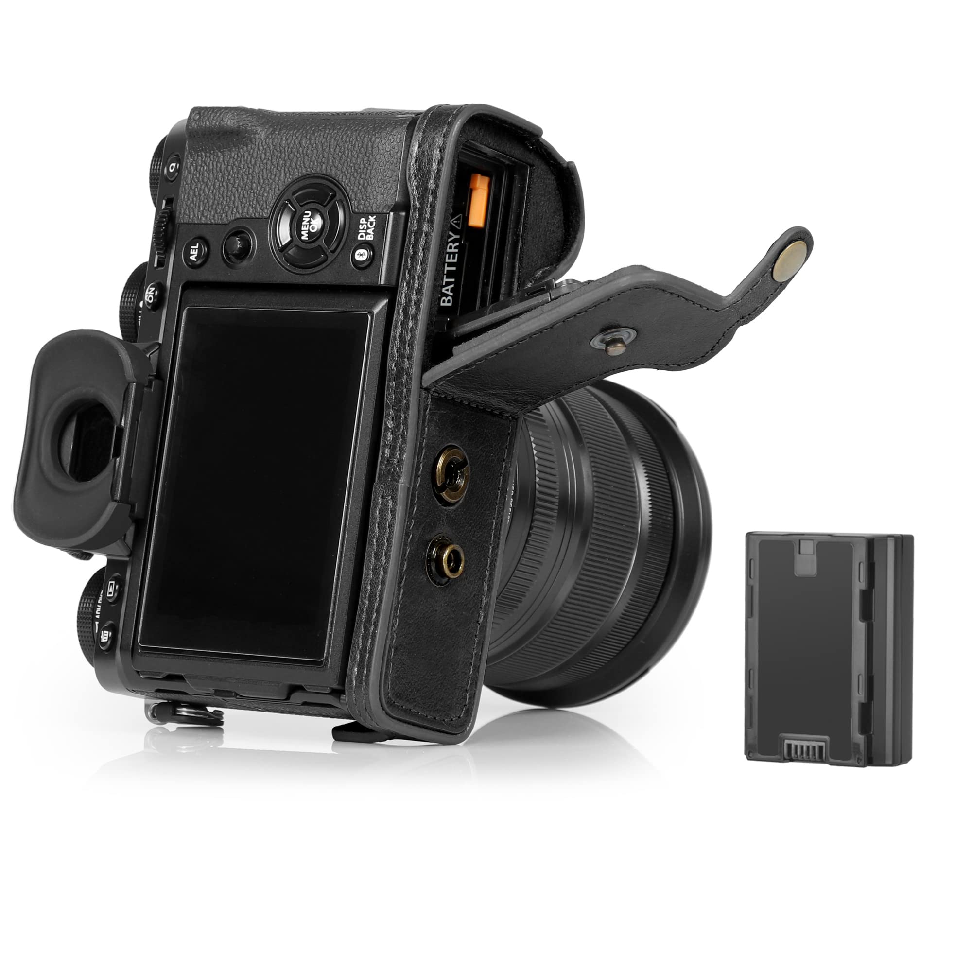 MegaGear Ever Ready Genuine Leather Camera Case Compatible with Fujifilm X-T5 (16-80mm)(Noir)