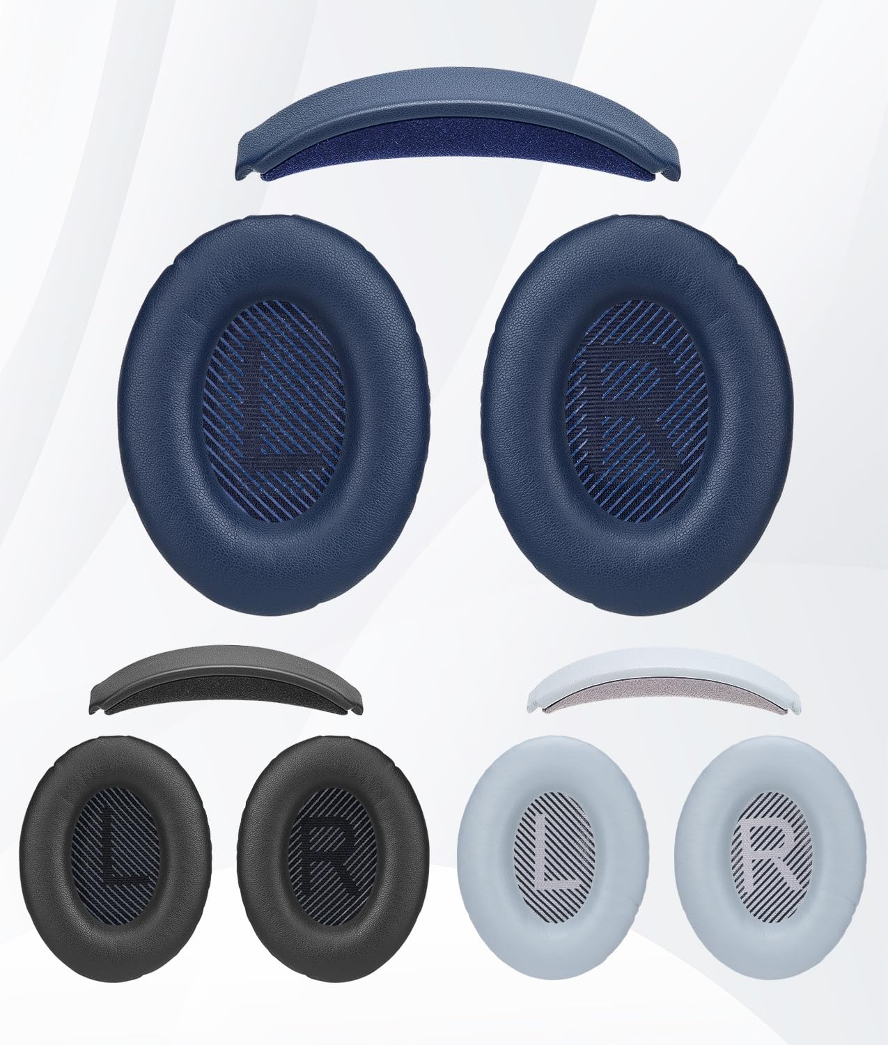 WADEO Kit di Sostituzione Cuscinetti e Archetto per Bose QC35 / QC35 II / QC35 II Gaming, Ritrova Comfort e Isolamento Acustico – Cuscinetti in Pelle Proteica