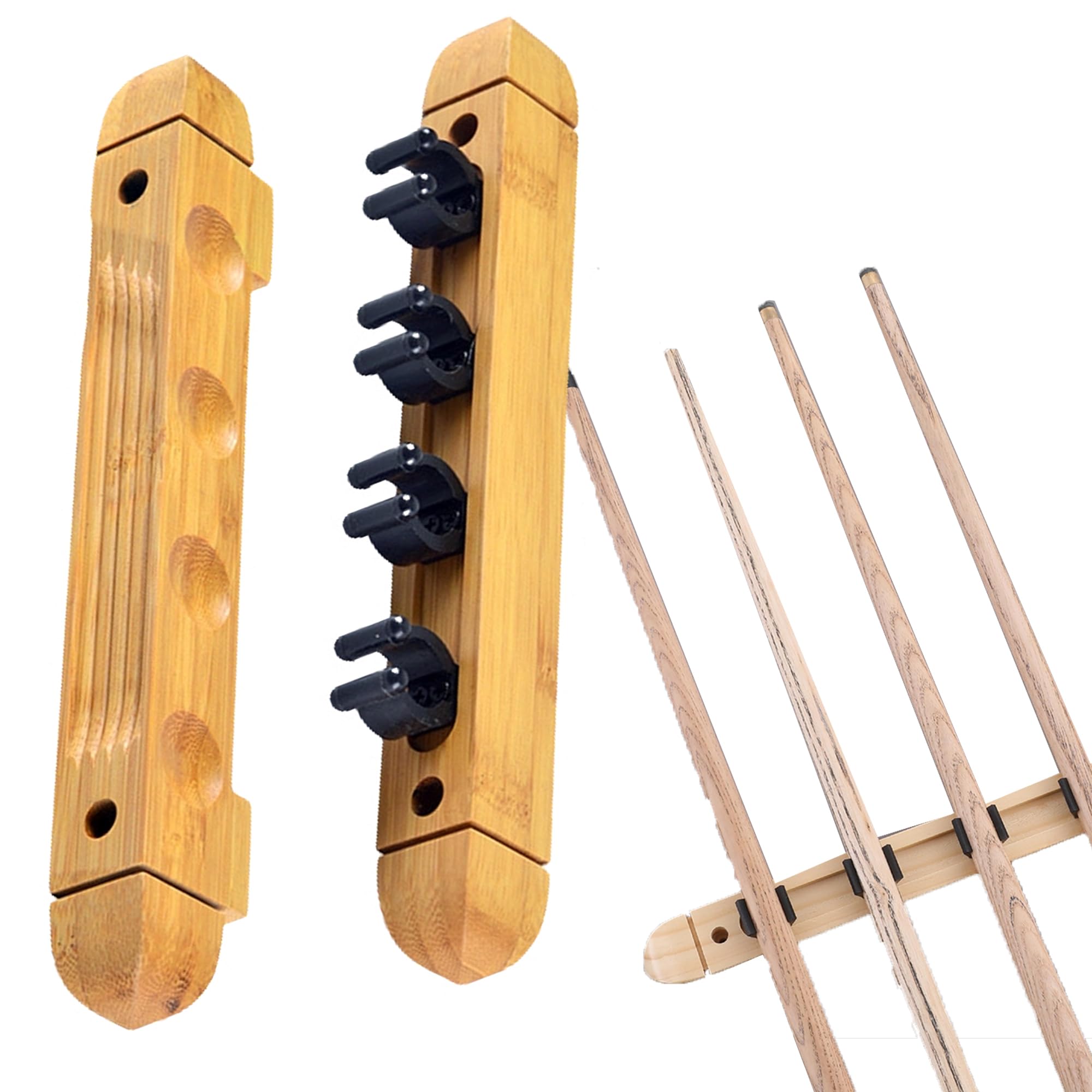 4 Agujeros Marco De Palo De Piscina Colgante De Pared, Almacenamiento Para 4 Tacos, Oporte Para Tacos De Billar, Mesa De Billar Soporte De Madera, Accesorios De Billar Para Hogares y Clubes