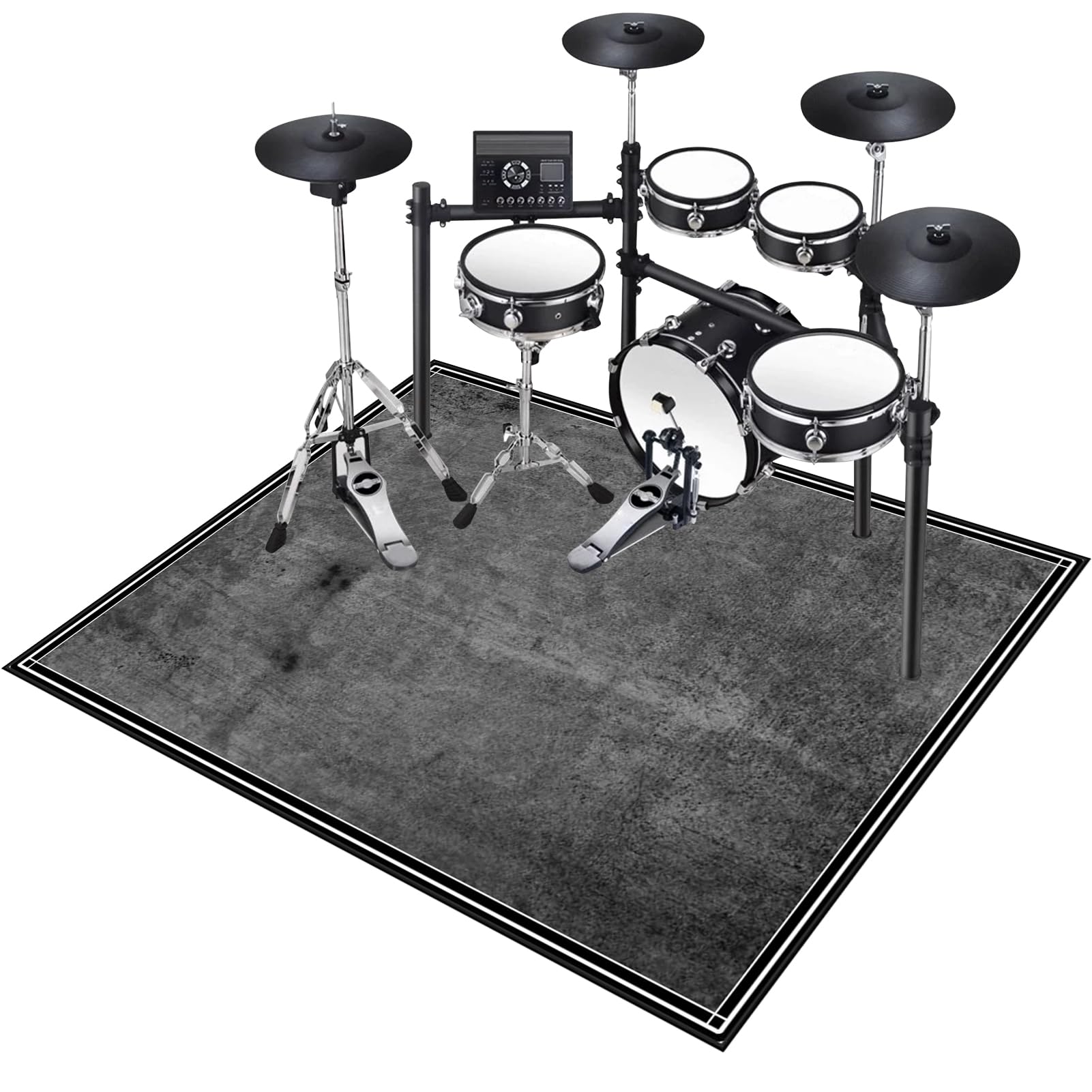 Tappeto A Tamburo Tappeto Batteria Elettronica Tappeti Batteria Acustica Antiscivolo Insonorizzante per Grancassa Rullante E Altri Componenti del Set di Tappetini Tappetino Insonorizzato 210 x 180 cm
