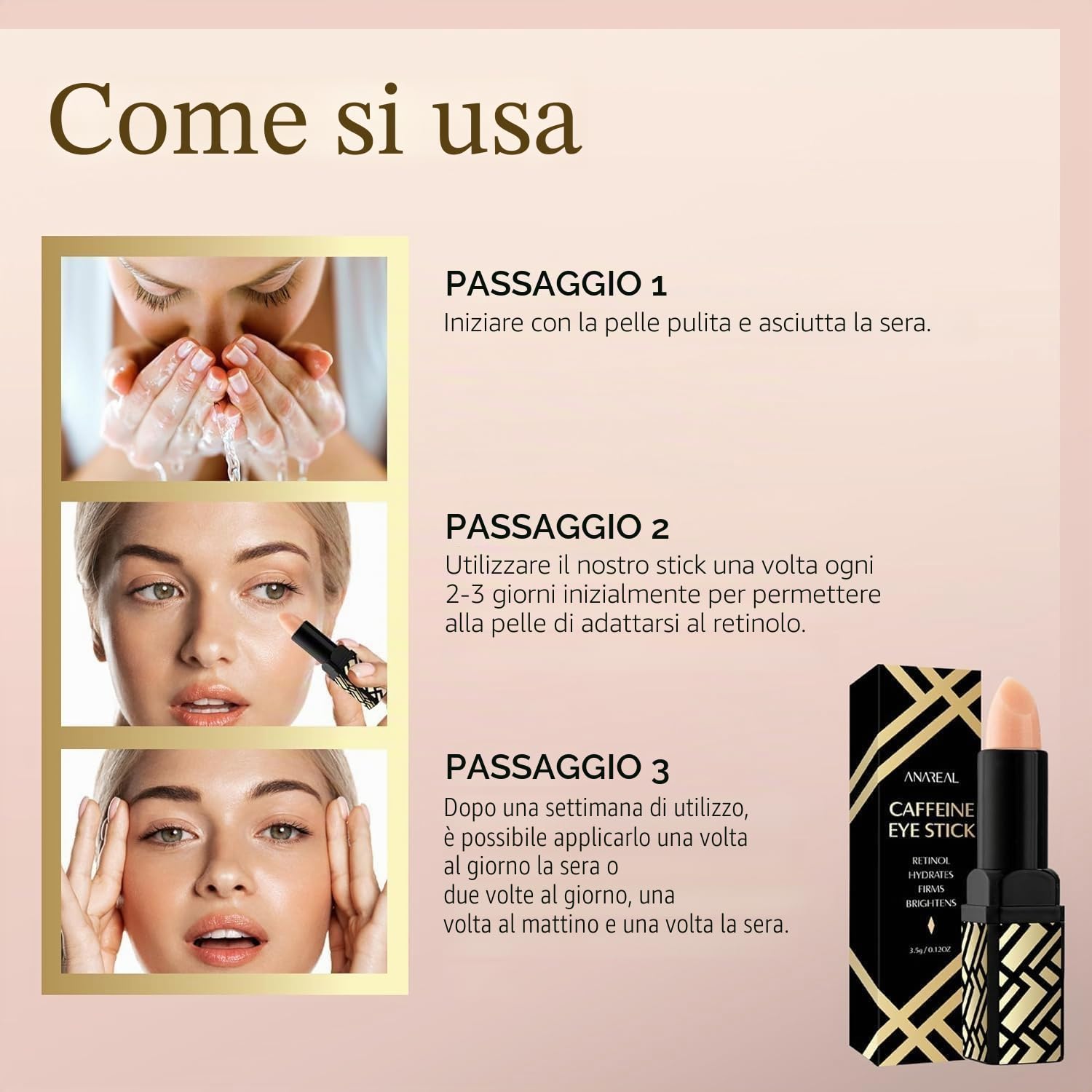 Balsamo per occhi al retinolo contro rughe, occhiaie scure e borse da lacrima, balsamo per occhi alla caffeina, per uomini e donne, balsamo coreano (1)