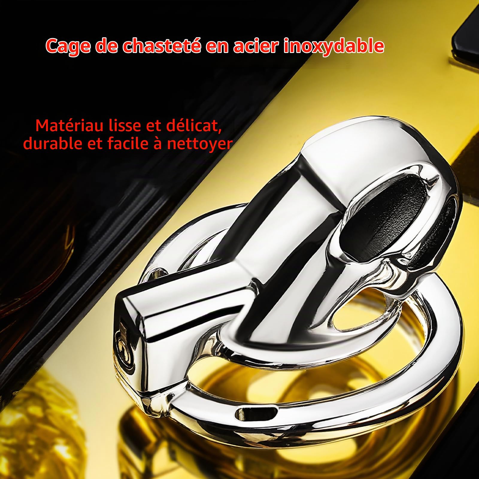 Cage de chasteté en métal pour hommes avec ceinture antidérapante, anneaux réglables et serrure, ceinture de chasteté en acier inoxydable pour hommes, Cock Cage SM Bondage Sex Toy