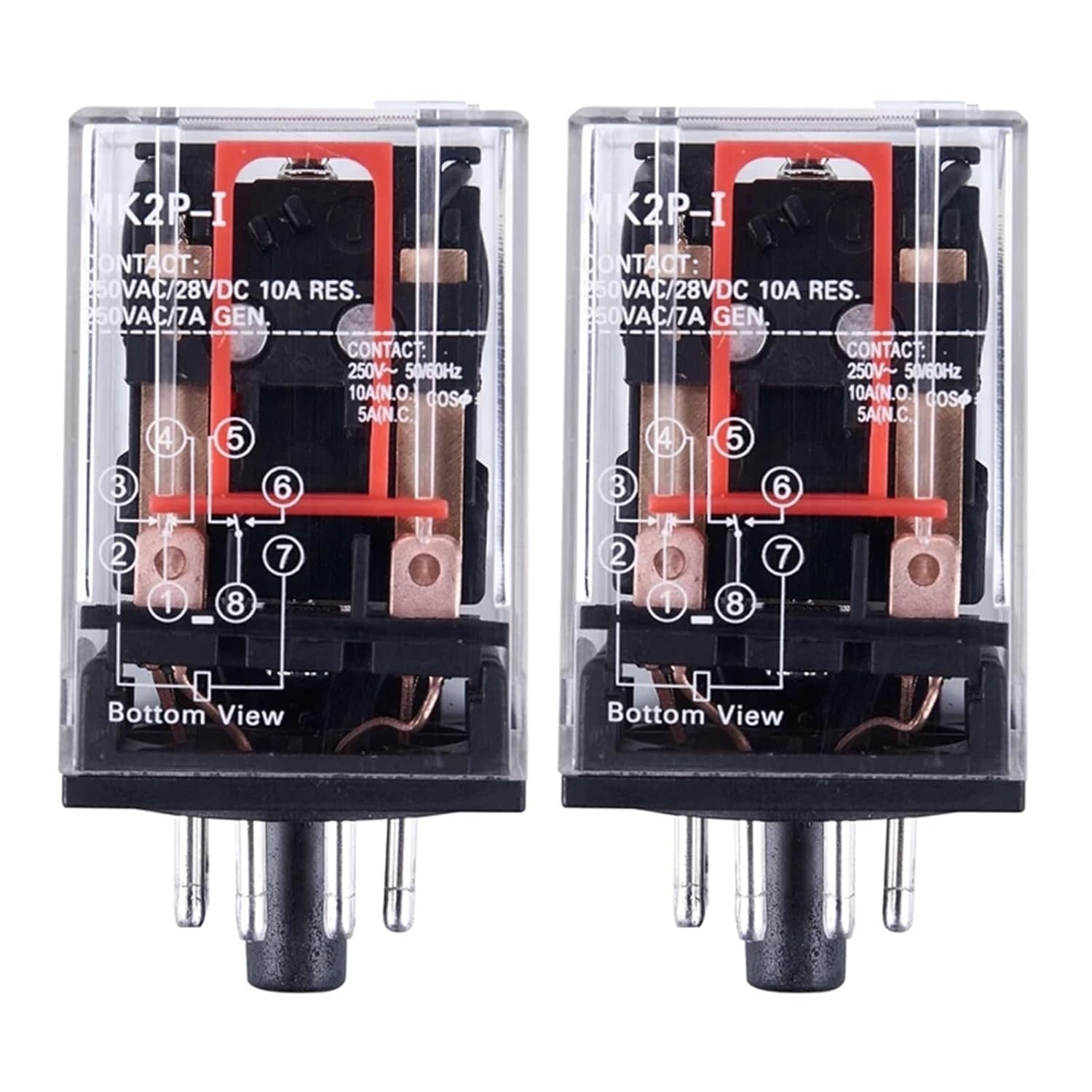 2X AC 220V/230V Coil Voltage PCB Power Relay 8 Pins DPDT 2NO 2NC MK2P-1