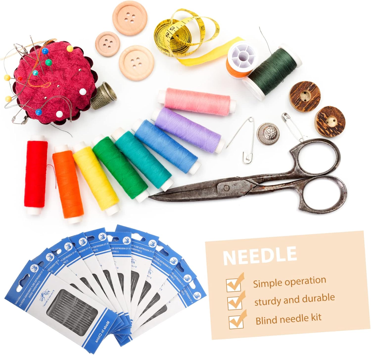 AUTSUPPL 120PCS Eye Hand Sewing Needles for Crafting Projects Embroidery and Quilting Silver Tail Blind Stitching Needles Easy Threading for Elderly and DIY Hand Sewing