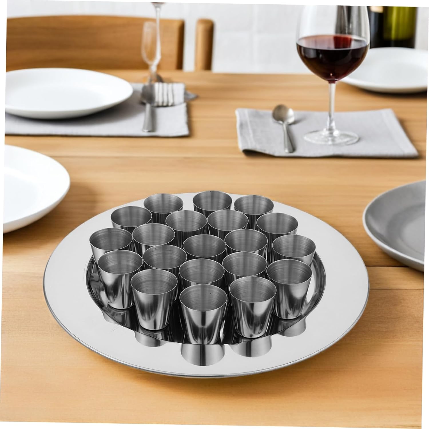 Zerodeko 1Set Stainless Steel Communion Cups for Churches Stackable Metal Holy Chalice Drinking Glasses Church Supplies for Worship Services and Rituals Smooth Edges for Safe Use