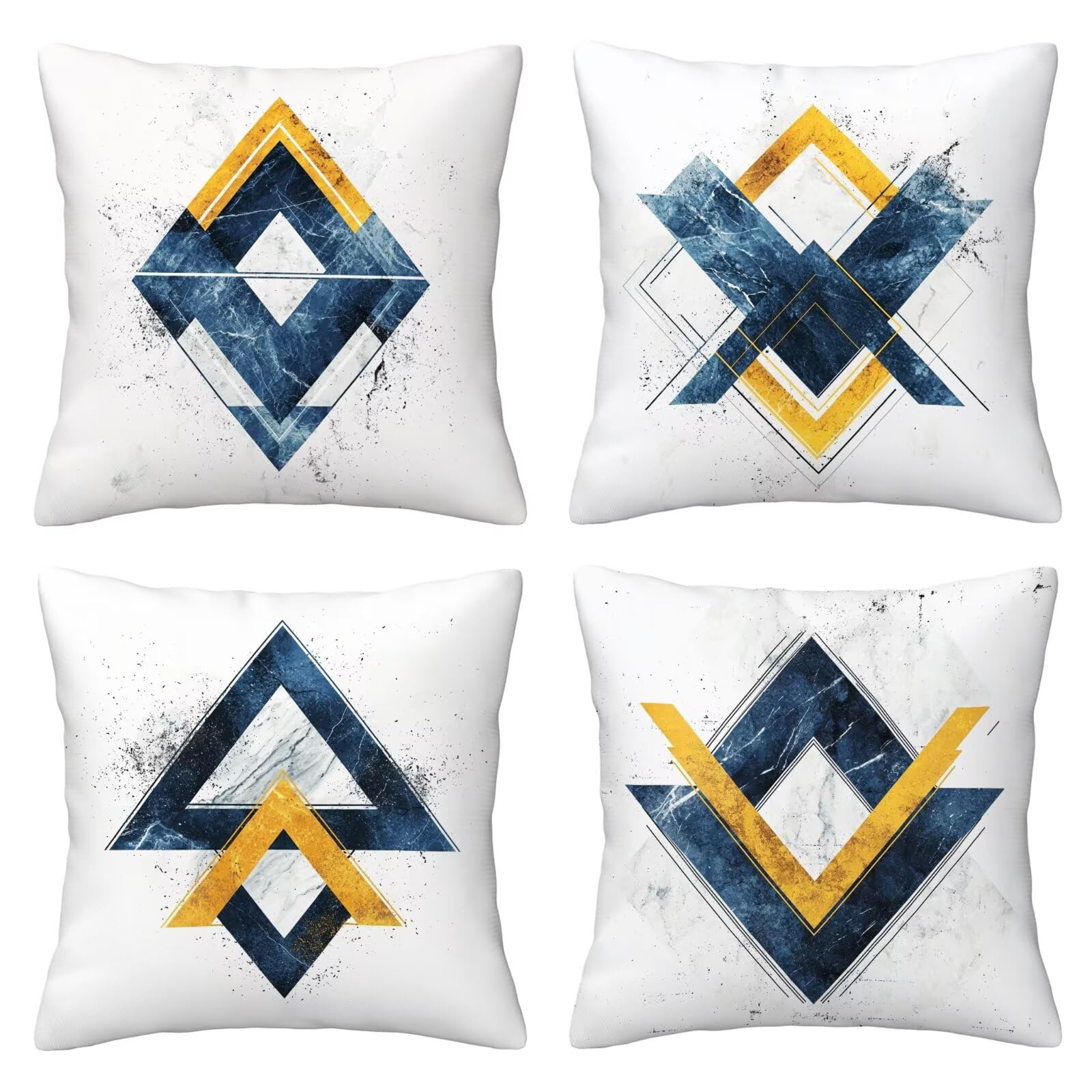 Kissenbezug 55x55 Geometrie 4er Set Samt Kissenbezüge Modern Zierkissenbezug Kissenhülle Dekorative Weiche Quadratische Dekokissenbezug Sofakissenbezug Couchkissen für Zimmer Deko Schlafzimmer I-19