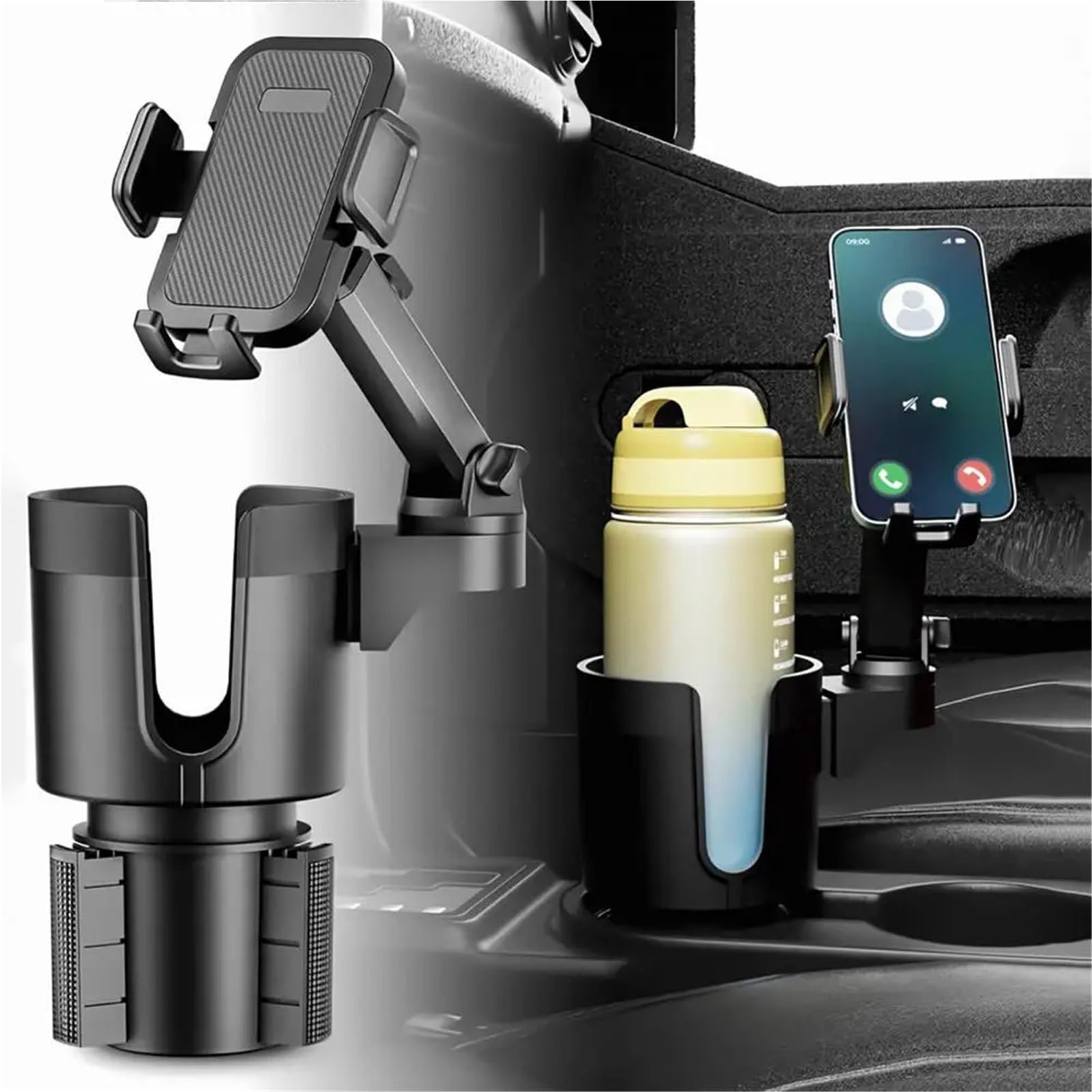 Accesorios Coche Soporte Movil Coche Supporto Universale per Telefono da Auto, Base Girevole espandibile, Supporto per Telefono 2 in 1 e portabicchieri per Bottiglie di Bevande