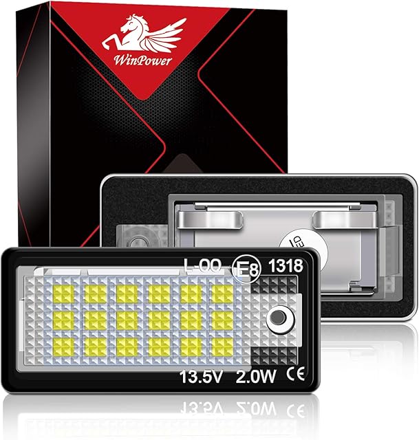 WinPower LED Rear License Plate Lamps Number Plate Lights Bulbs 3582 SMD with CanBus No Error 6000K Pure Xenon White for Q7 A3 S3 A4 S4 RS4 A6 C6 S6 RS6 A8 S8, 2 Pieces