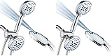 Hotel Spa AquaCare As-Seen-On-TV High Pressure 48-setting Rain & Handheld 3-way Shower Head Combo - Anti-clog Nozzles/Tub, Tile & Pet Power Wash/Extra Long 6 ft Hose/All Chrome Finish (Pack of 2)