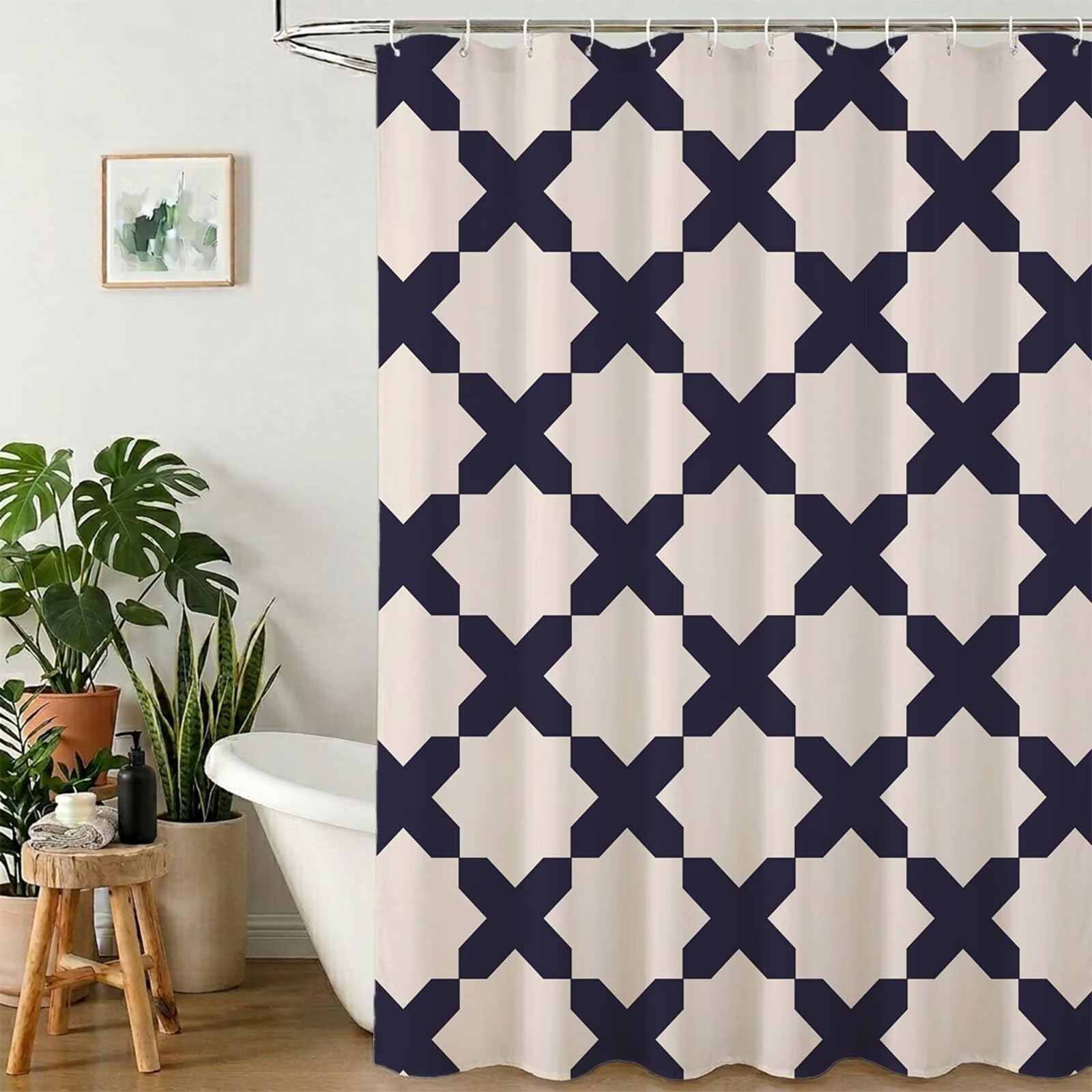 Rideau de douche anti-moisissure lavable en machine - Tissu lesté imperméable 90x180
