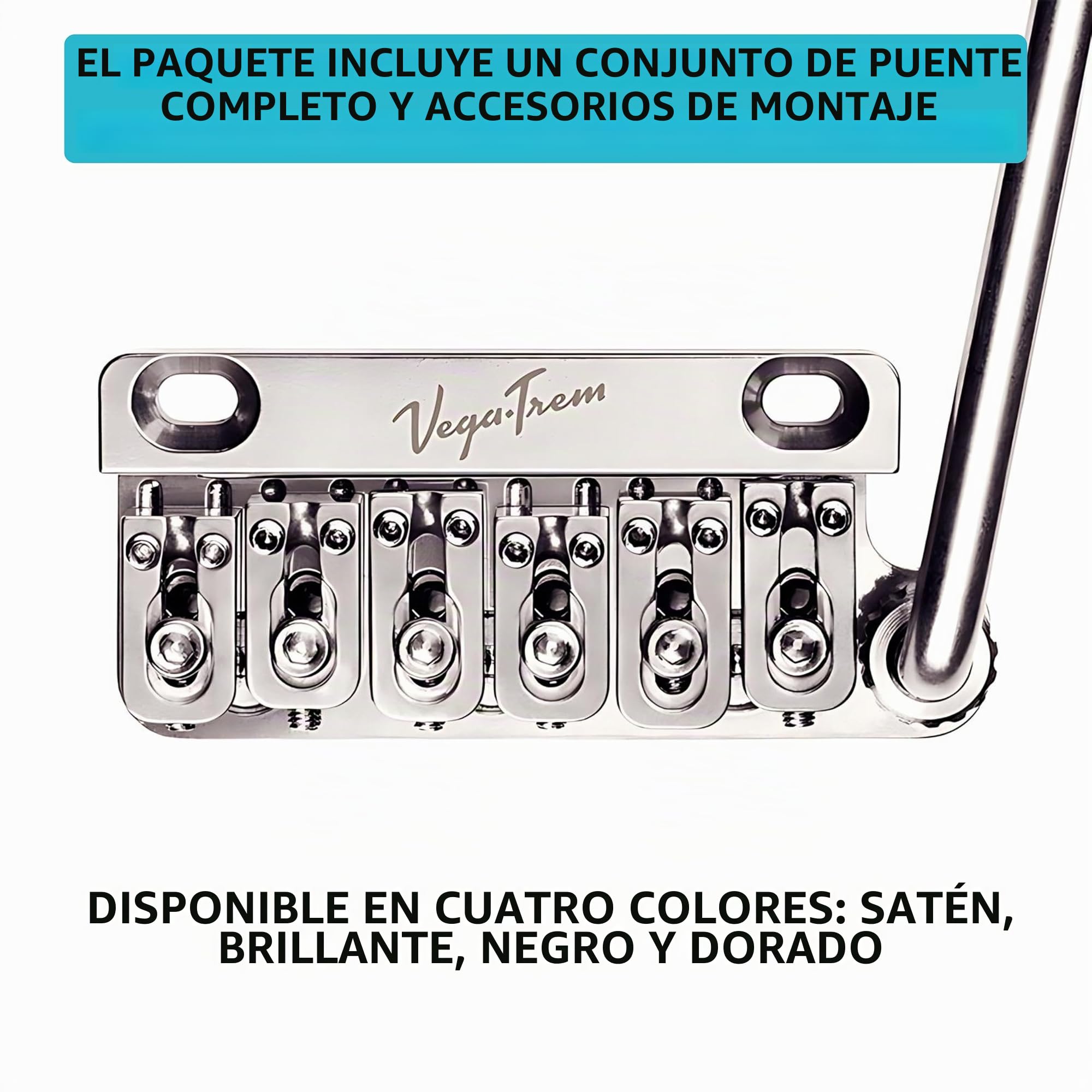 Vega-Trem VT1 Puente de Trémolo de 2 Puntos Brillante para Guitarra Stratocaster Para Strat Sin Modificaciones Fácil Instalación
