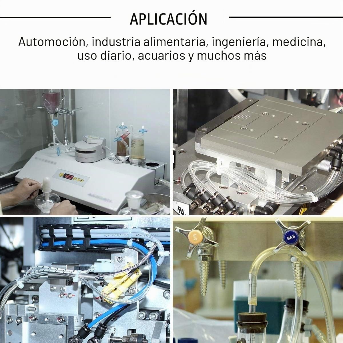 Hyber&Cara Tubo flexible transparente de PVC de grado alimenticio de 8 mm de diámetro interno x 11 mm de diámetro externo para tubería de aire de agua de 5 metros con 2 abrazaderas de manguera