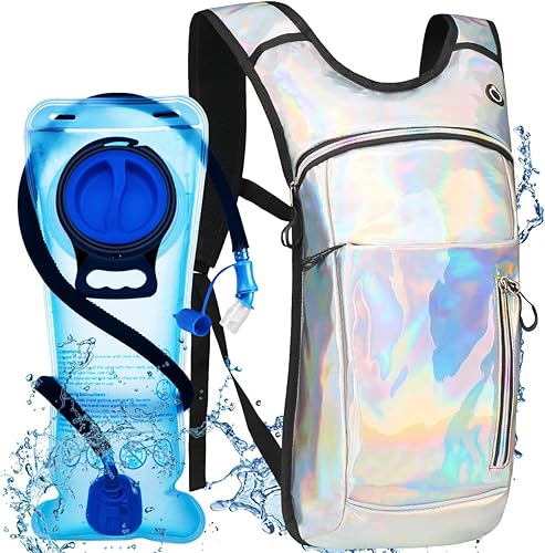 Mochila de hidratación con vejiga de agua de 2 L, mochila de agua para raves, paquete de hidratación de aislamiento ligero para hombres y mujeres,