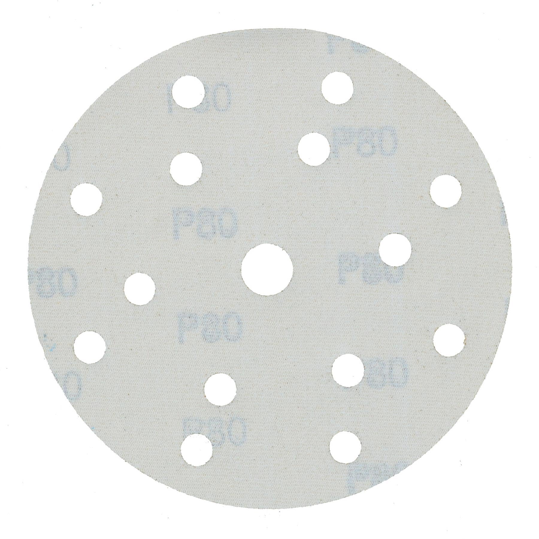 Discos de lijado de 150 mm, óxido de aluminio abrasivo, grano 80, gancho de 15 agujeros + bucle, 200 unidades