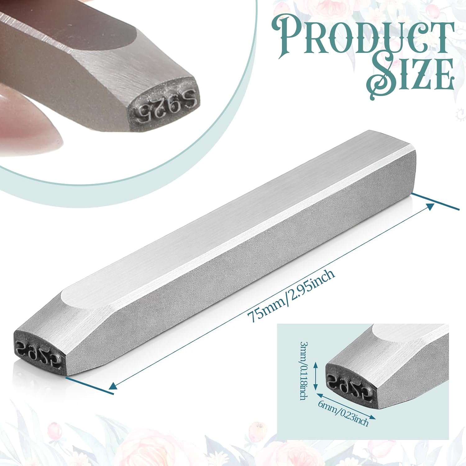 Jewelry Metal Stamp Metal Punch Stamp 925 Steel Punch Stamping Tool for Custom Stamping Punching Jewelry Crafts Soft Metals Leather Clay