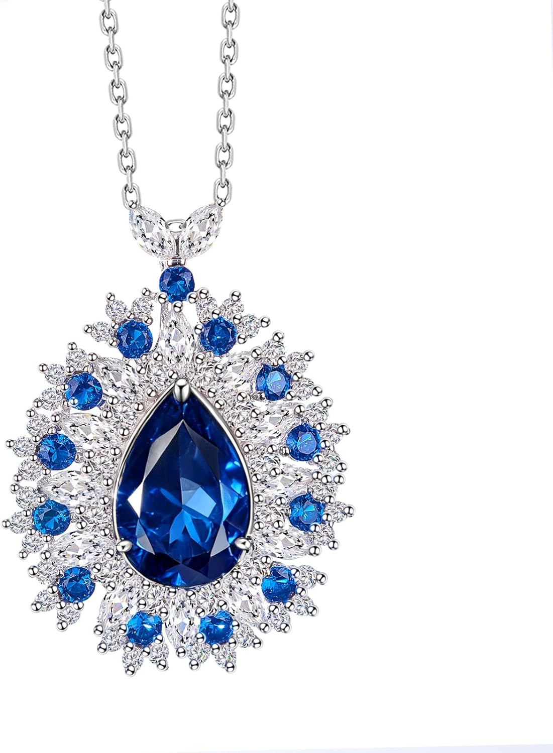 Elegant Teardrop Sapphire Necklace for Women - Perfect Anniversary & Birthday Gift for Mothers, Wives | Sterling Silver Sapphire Jewelry