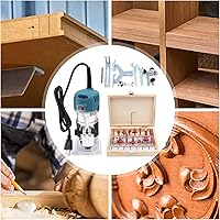 Vista 5 de Herramienta de enrutador de madera, enrutador compacto con 6 velocidades variables, 15 brocas de enrutador de madera, herramientas de carpintería