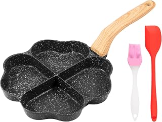 4 Cup Egg Pan, Nonstick Omelette Skillet, Aluminum Alloy Pancake Pan, Omelette Pan, Egg Frying Plate, Healthy Breakfast Eggs Skillet for Crepes Sandwiches (Black)