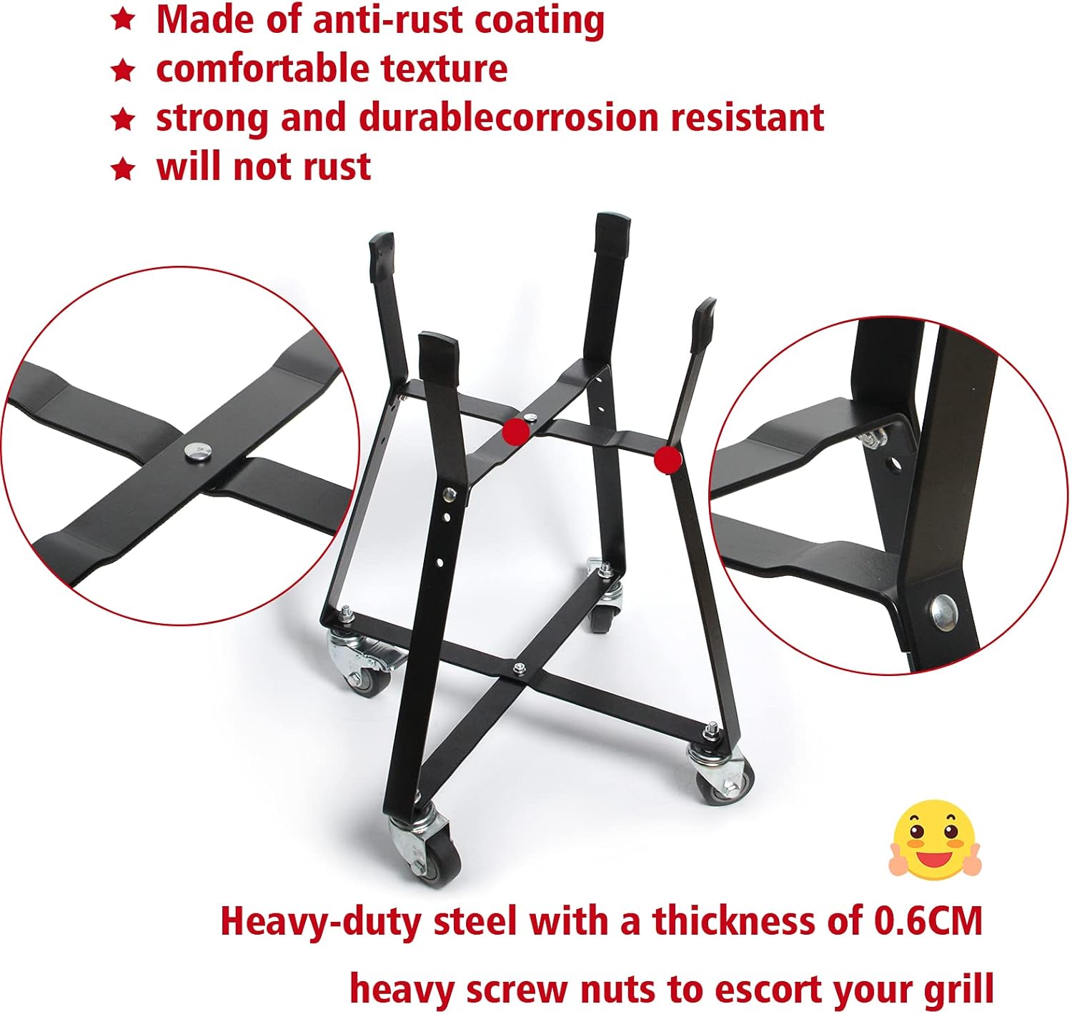 Rolling Cart for Kamado Joe Junior Accessories,Kamado Joe Rolling Nest with Heavy Duty Locking Caster Wheels Powder Coated Steel Rolling Outdoor Cart for Kamado Joe Junior Grill Stand